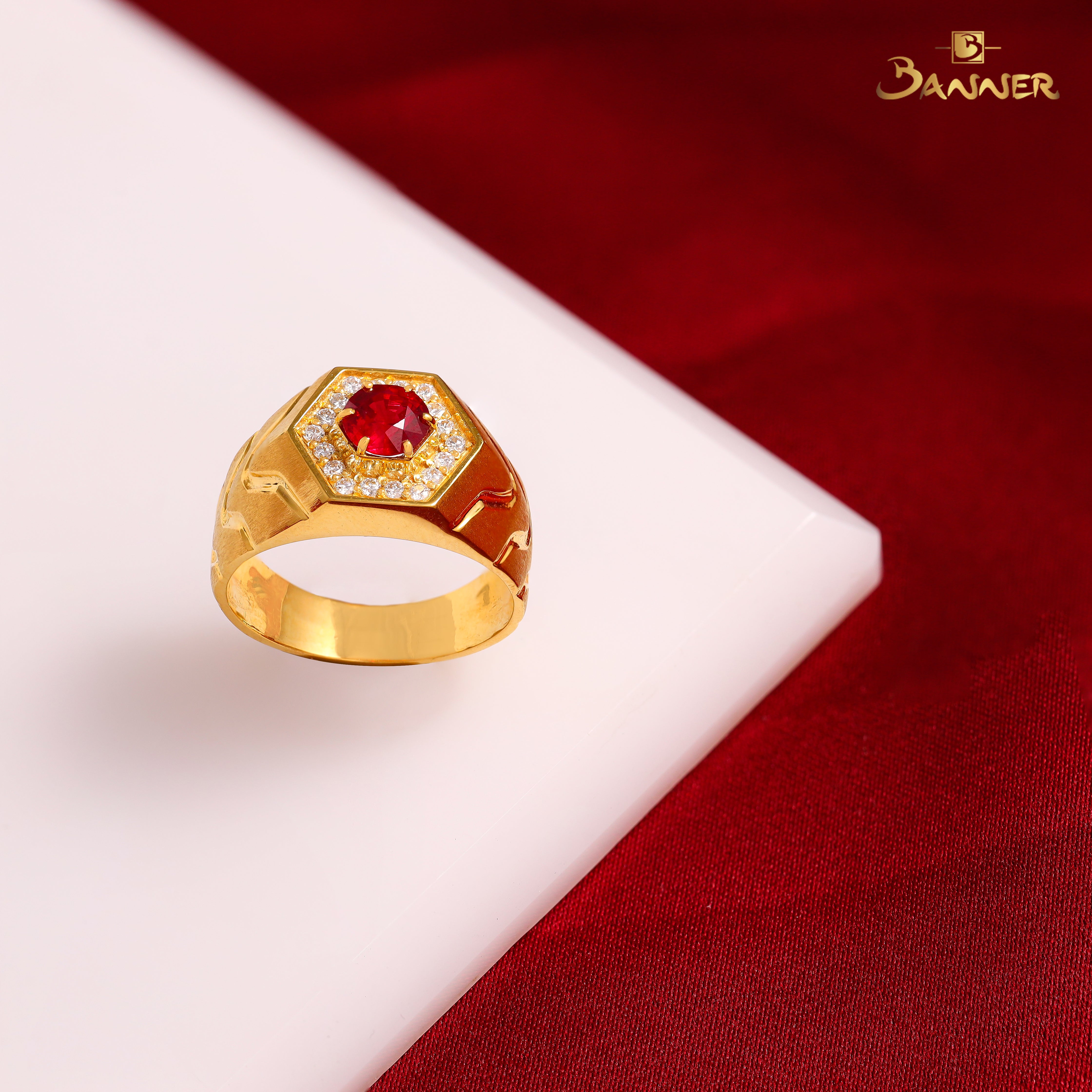 Ruby and Diamond Men Ring