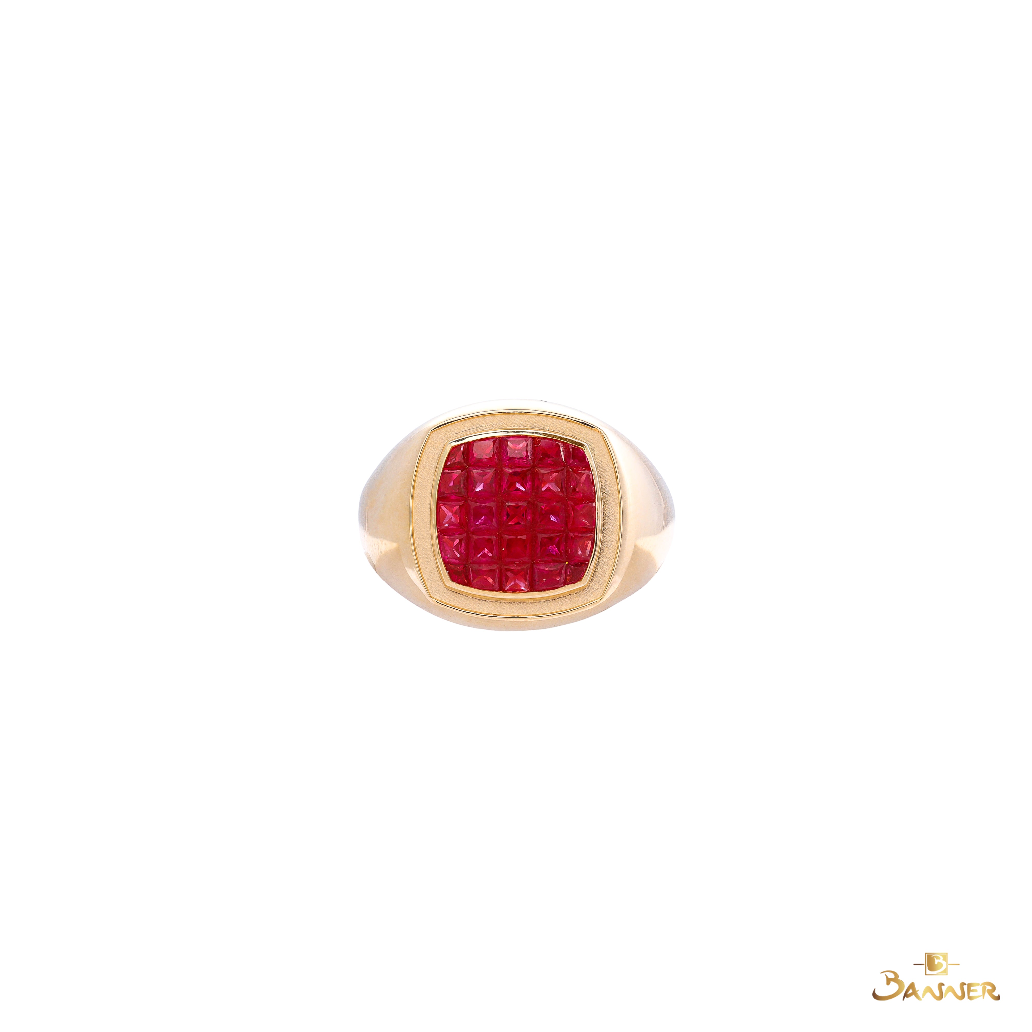 Emerald cut Ruby Men Ring