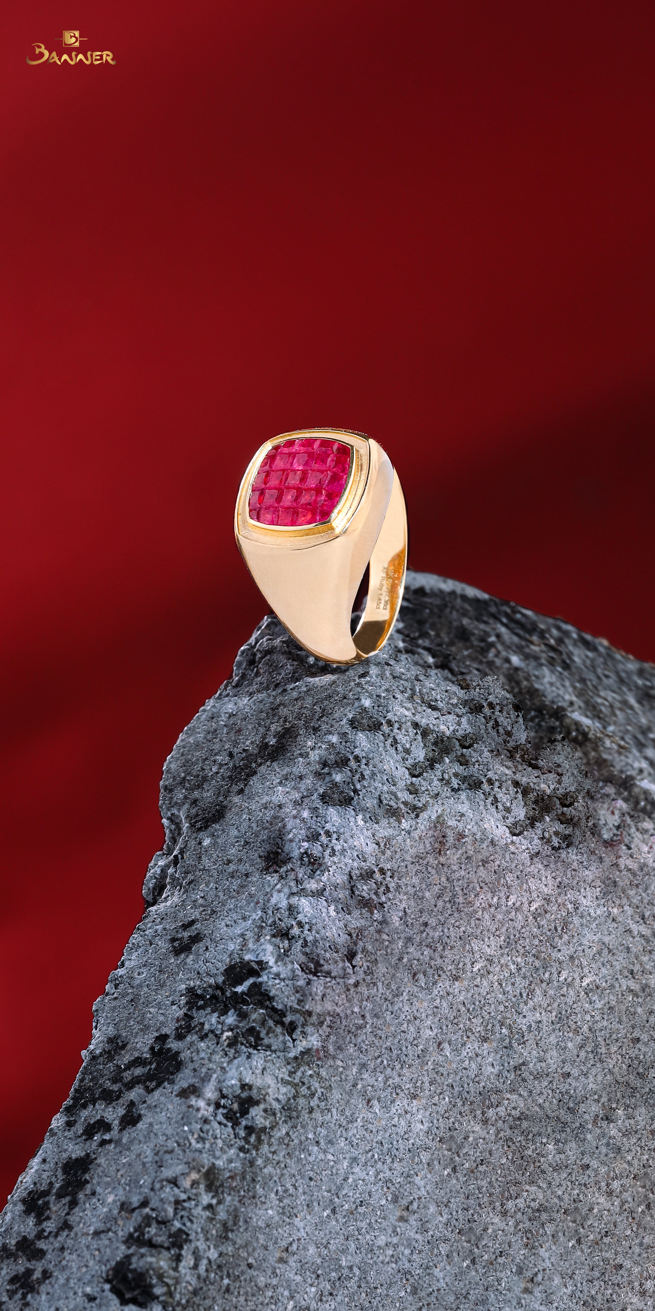 Emerald cut Ruby Men Ring