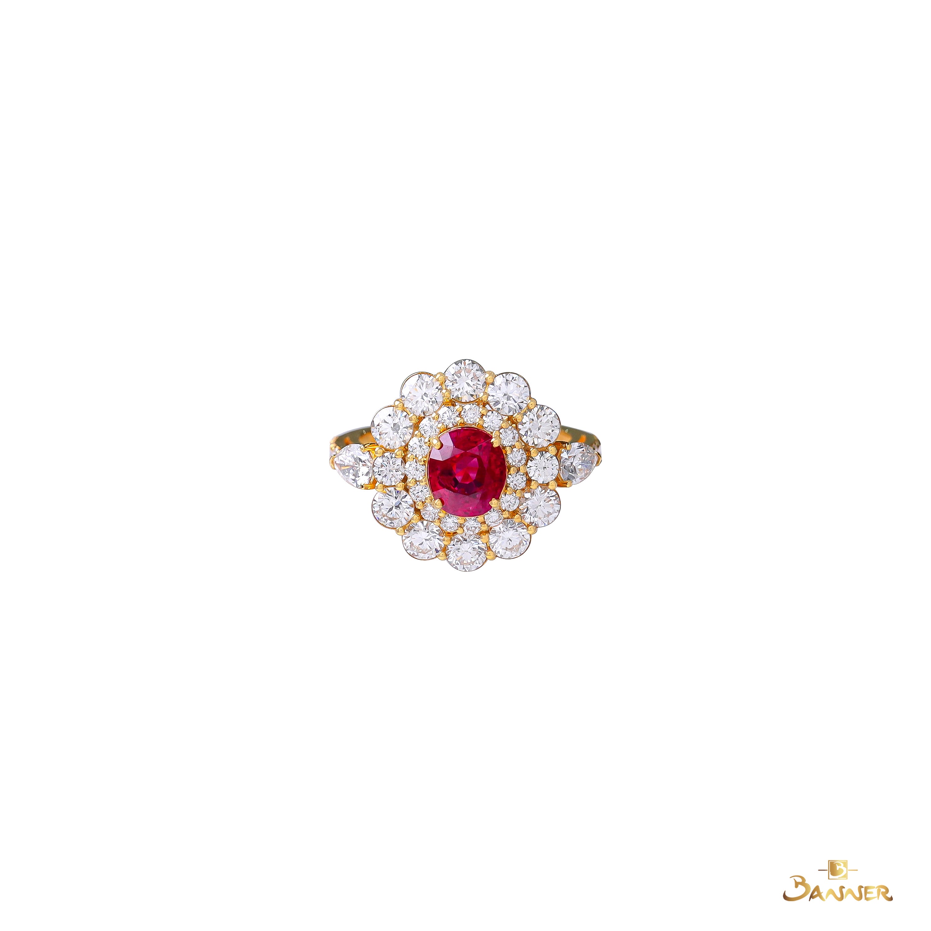 Natural Mogok Ruby and Diamond Ring