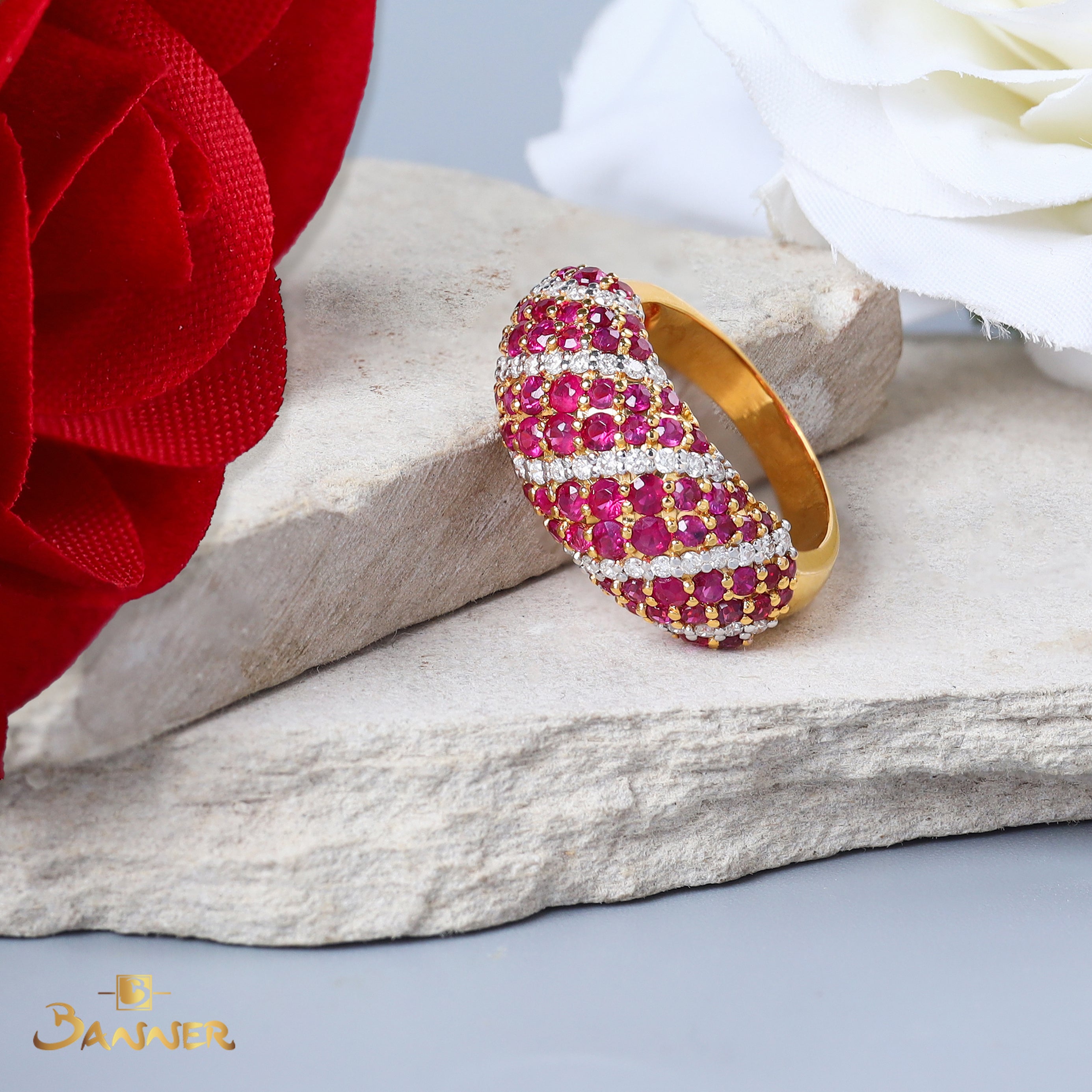 Ruby and Diamond Pave Ring