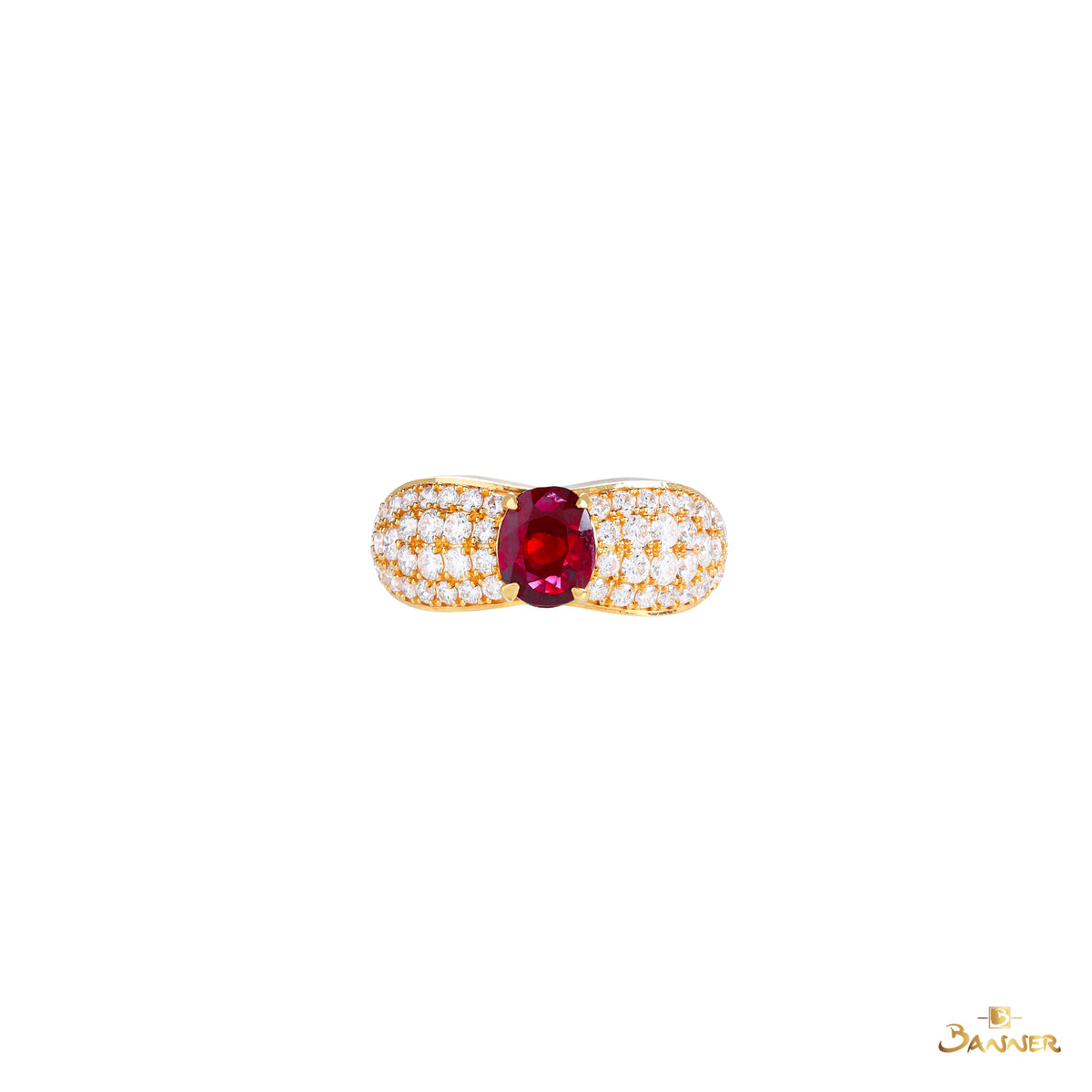Natural Ruby and Diamond Boule Ring
