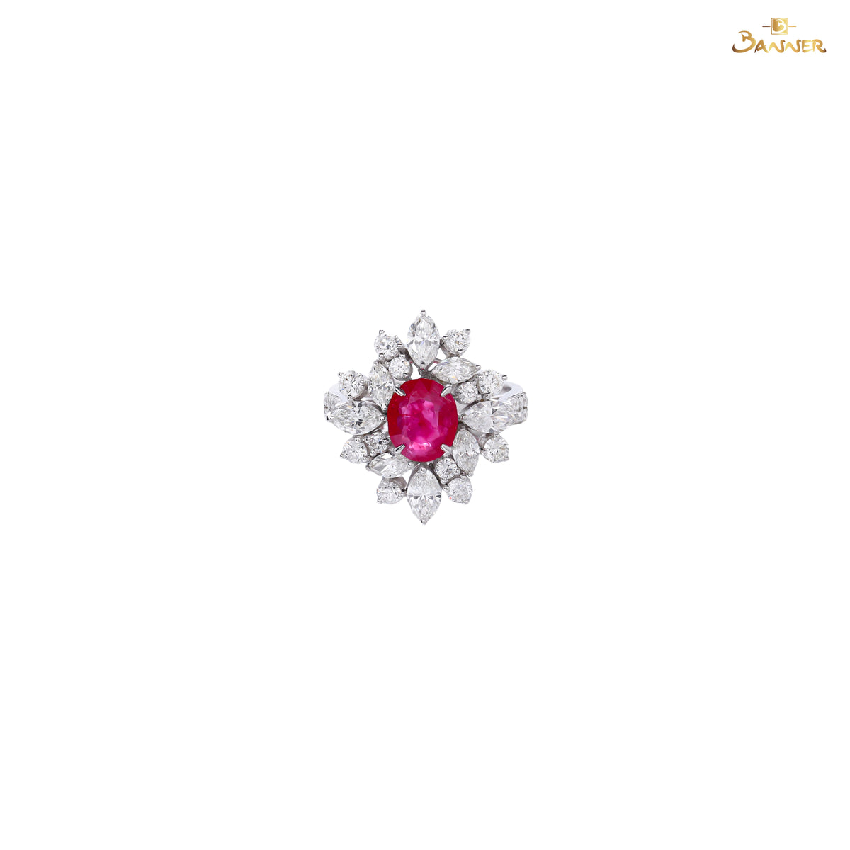 Natural Mogok Ruby and Diamond Ring