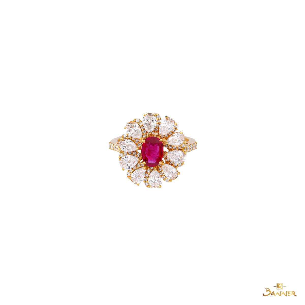 Natural Mogok Ruby and Diamond Ring