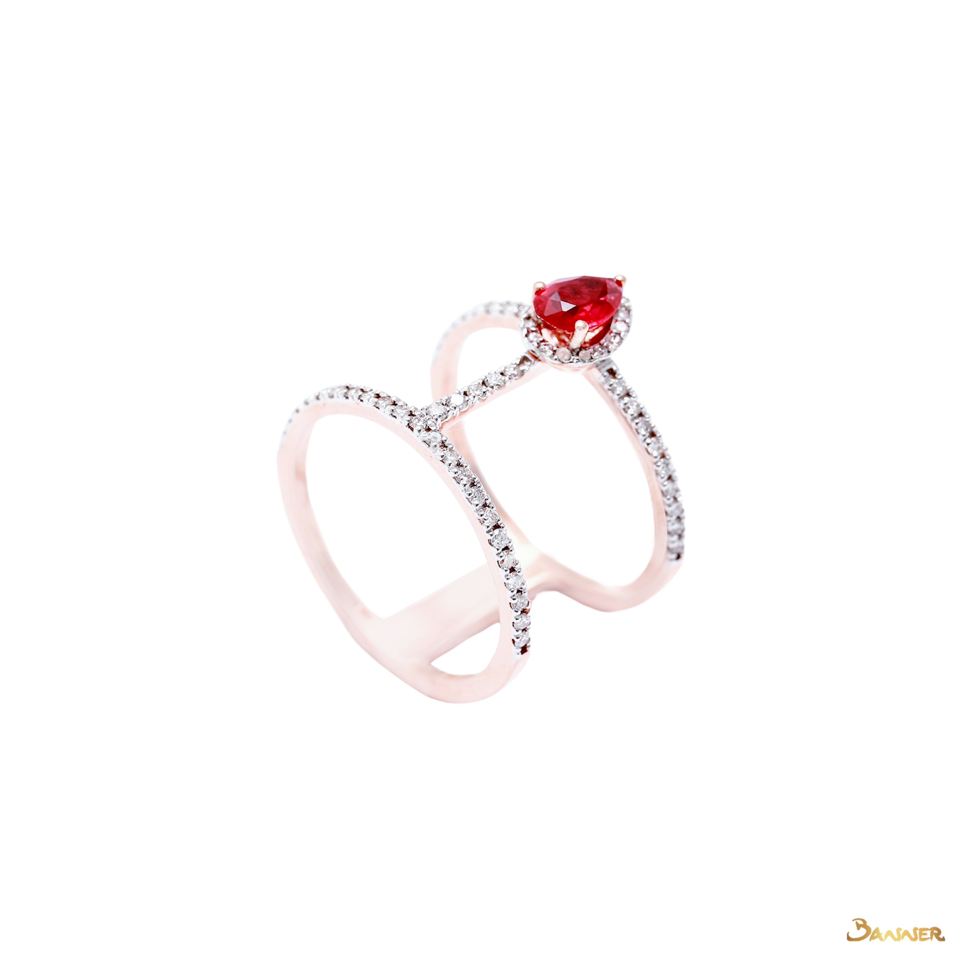 Ruby and Diamond Arrow Ring