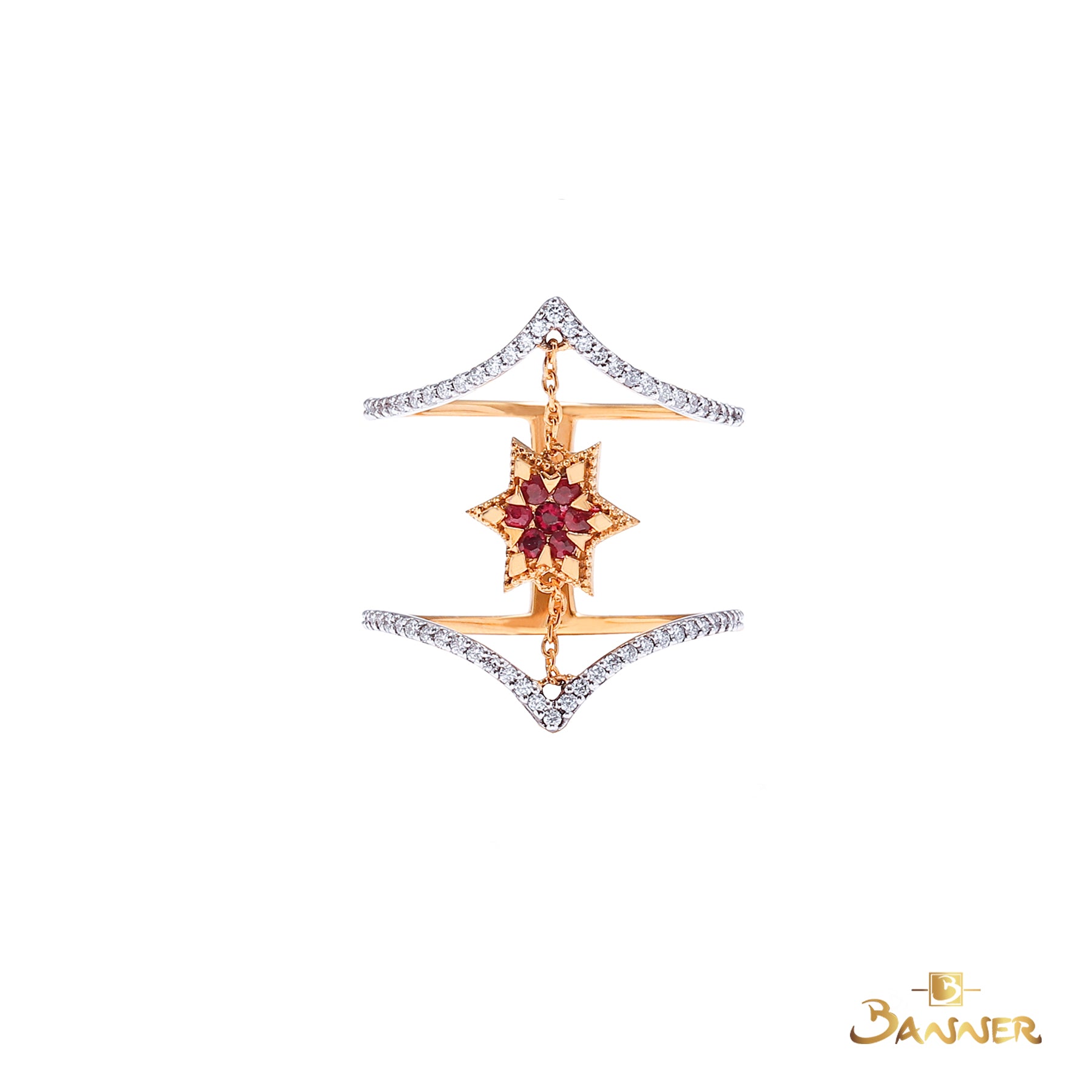 Ruby and Diamond Arrow Ring