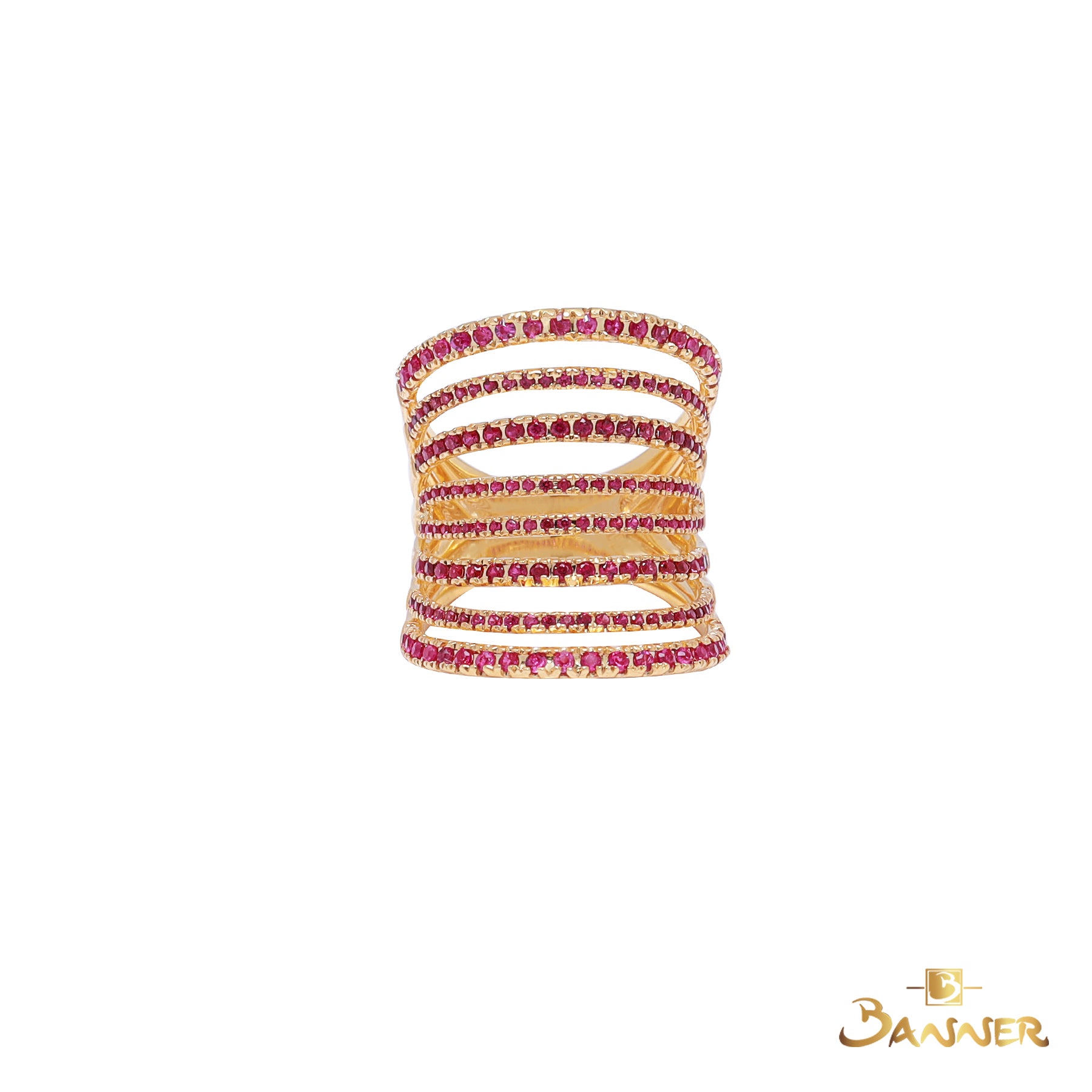 Ruby 8 Rows Tennis Ring