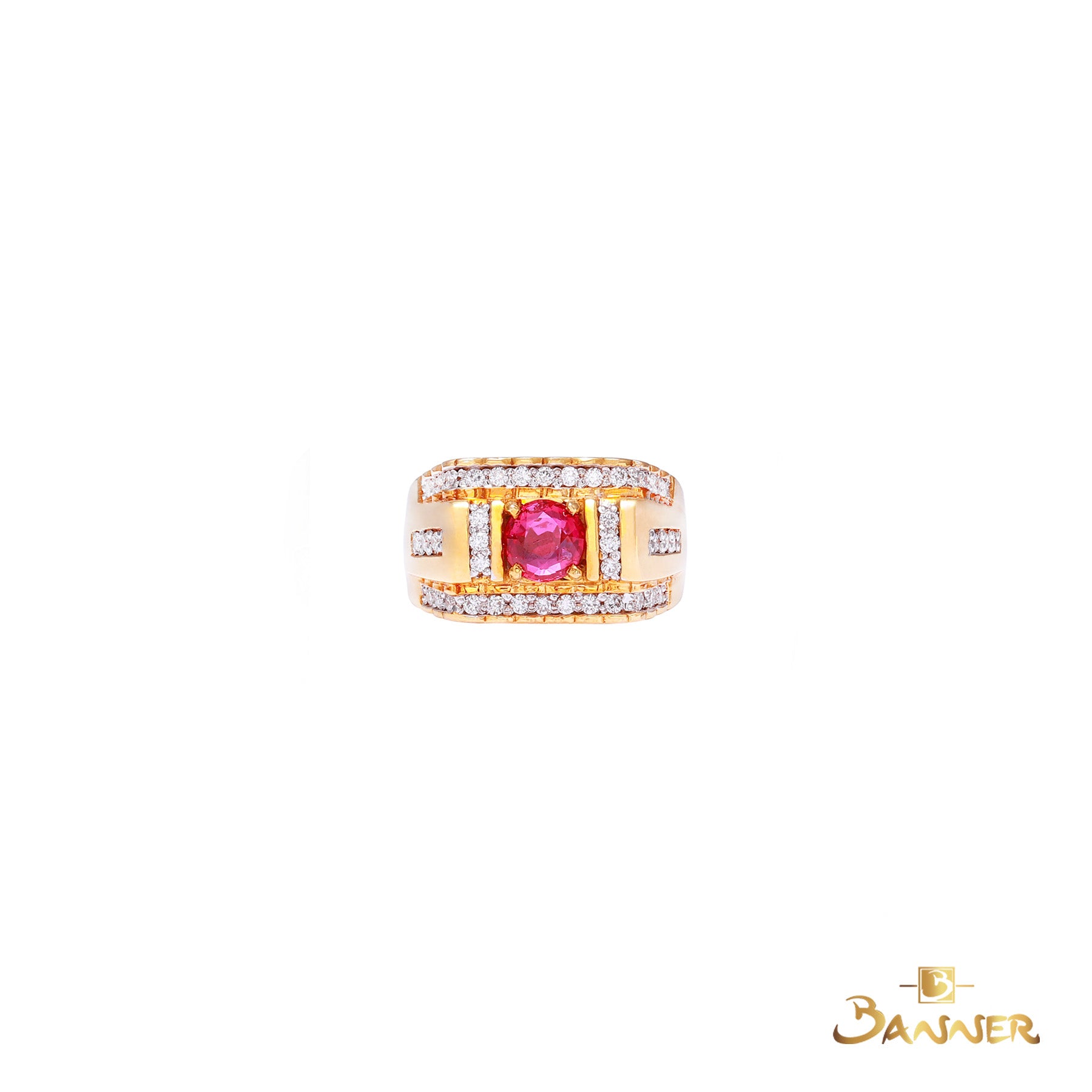 Ruby and Diamond Men Ring
