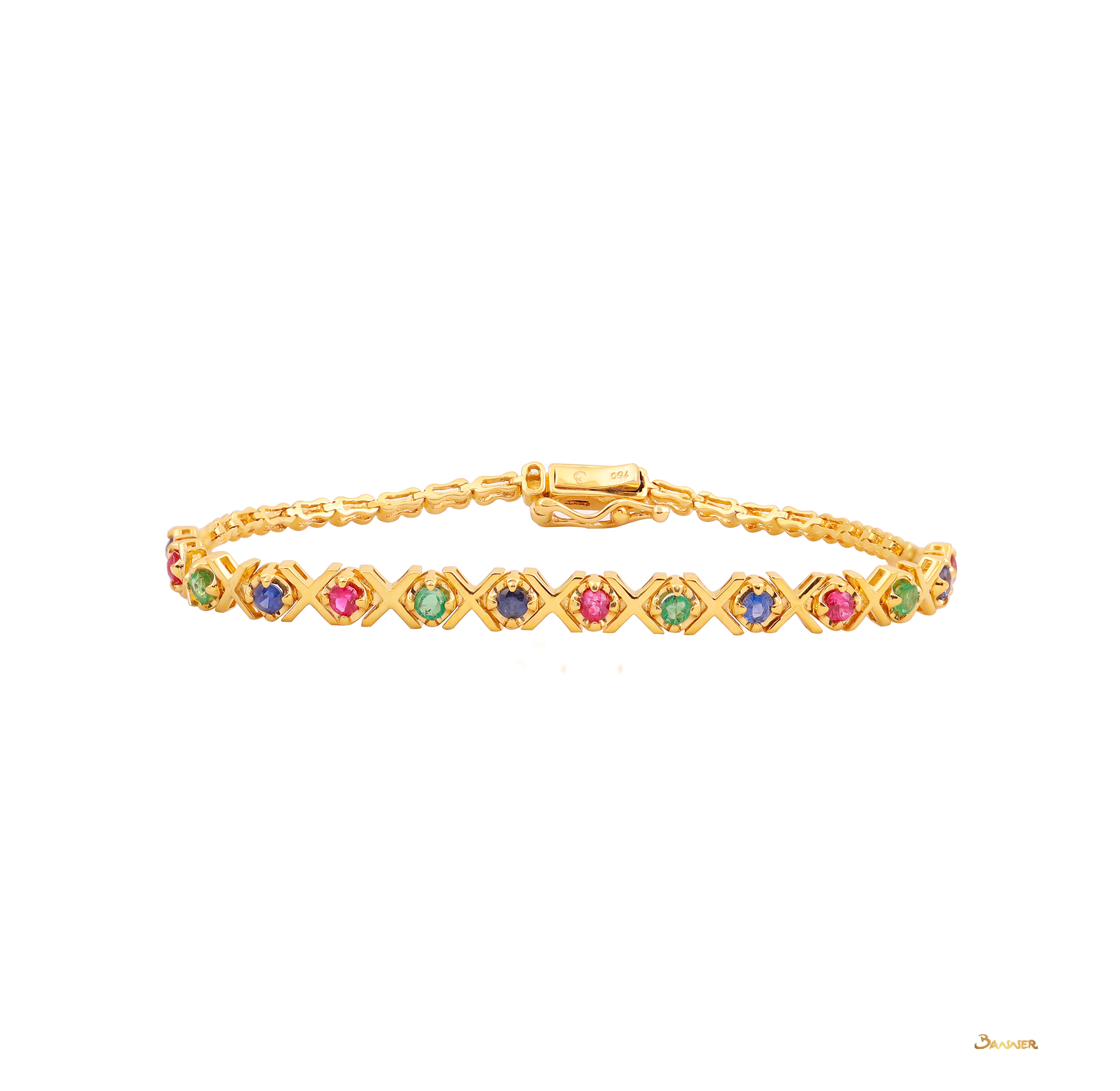 Ruby , Sapphire and Emerald Tennis Bracelet