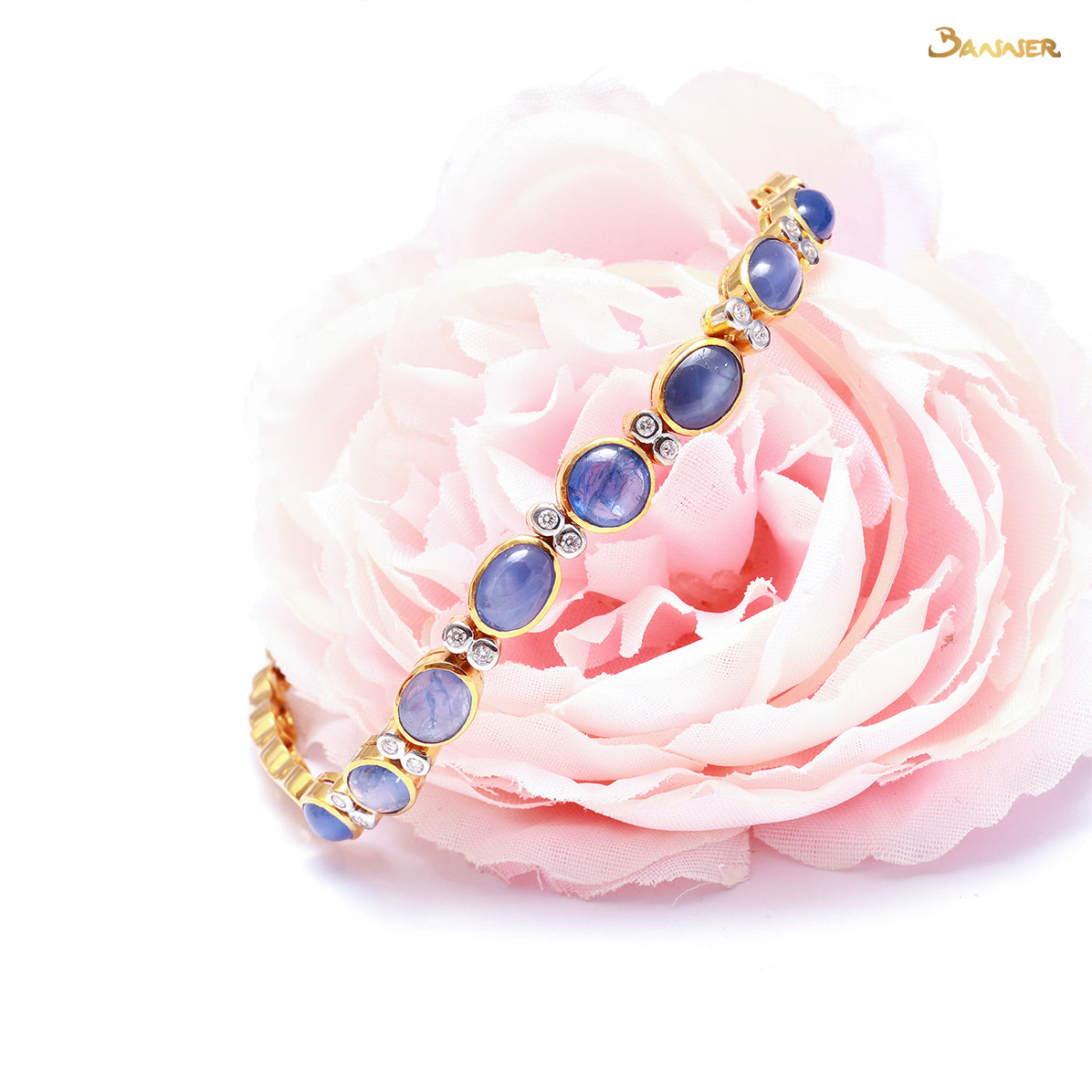 Star Sapphire and Diamond Half-Tennis Bracelet