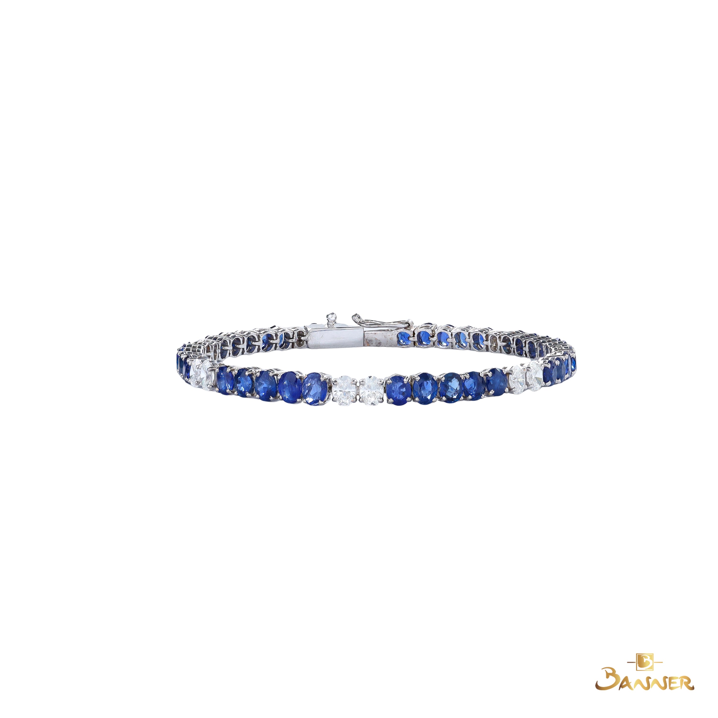 Sapphire and Oval Diamond Tennis Bracelet