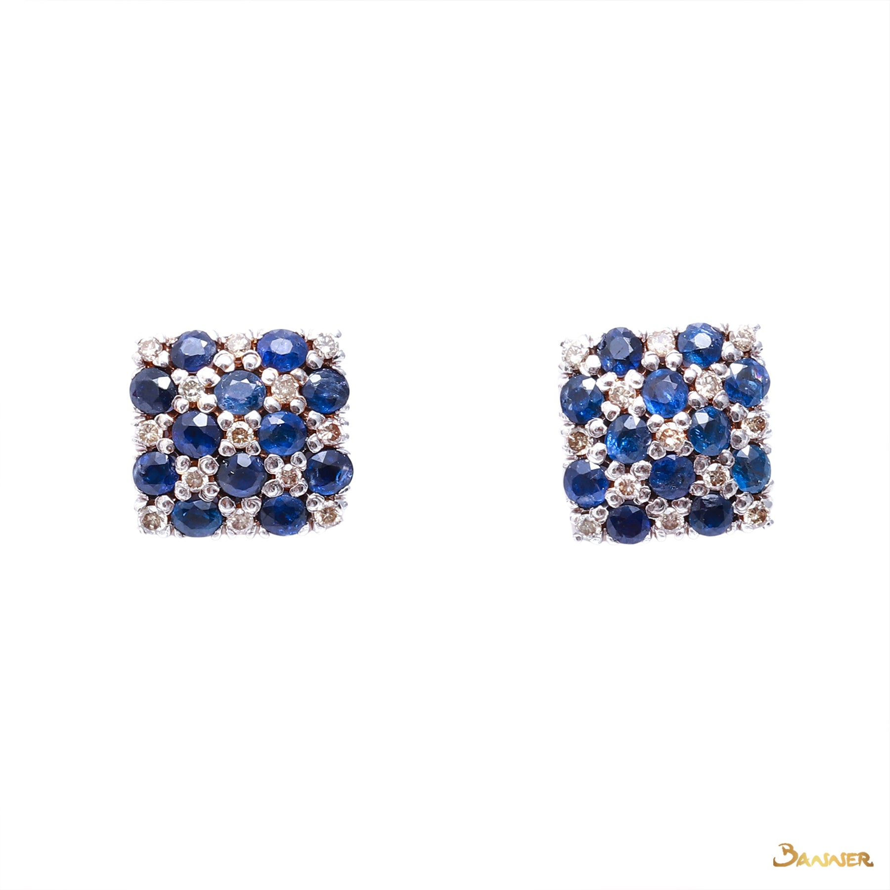 Sapphire and Diamond Checkered Earrings