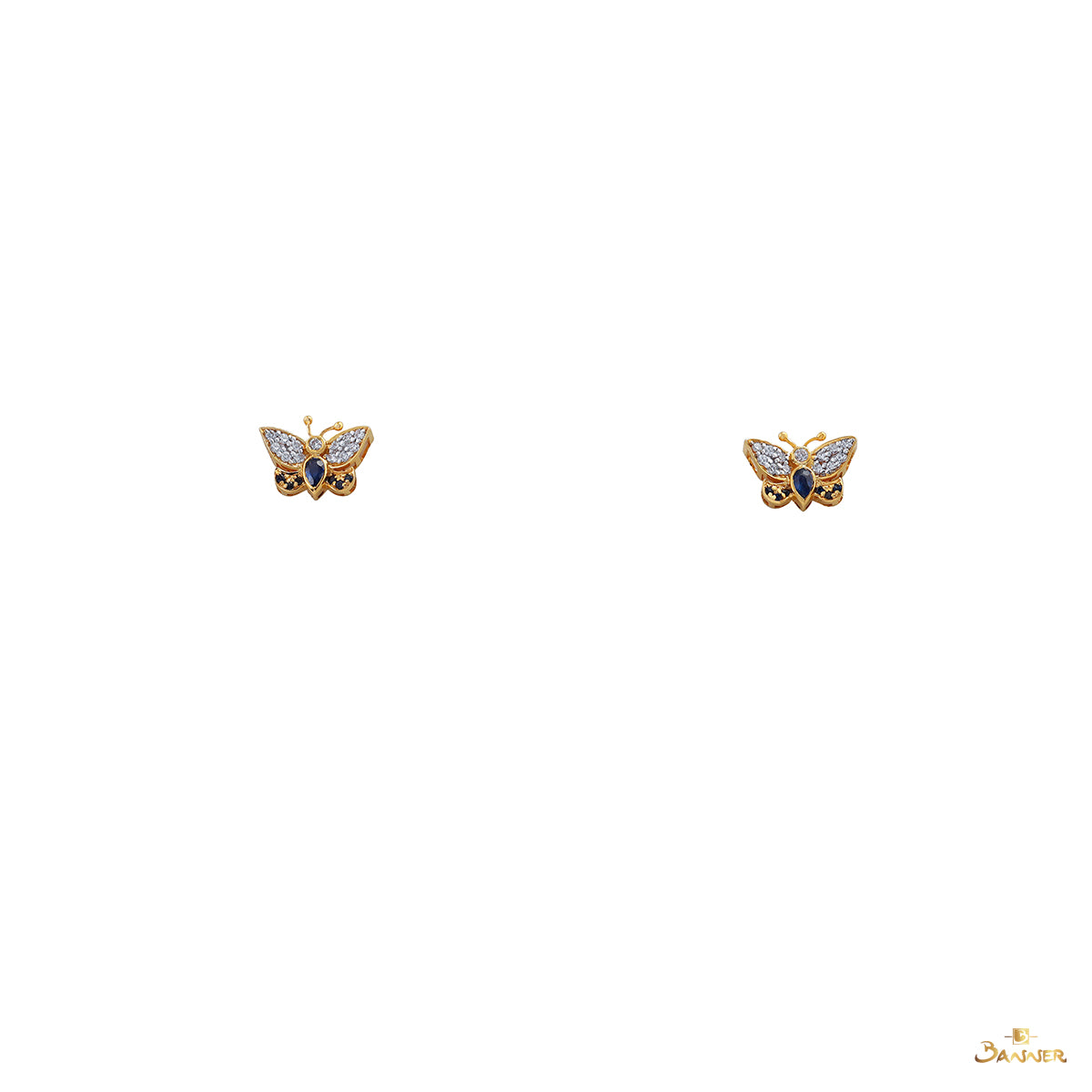 Sapphire and Diamond Butterfly Earrings