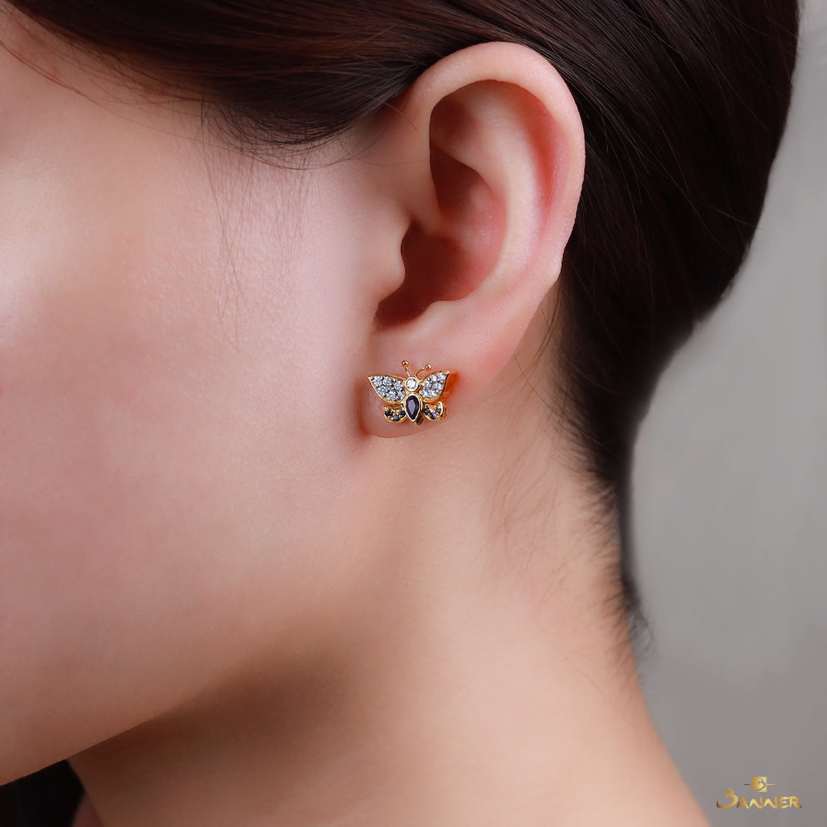 Sapphire and Diamond Butterfly Earrings