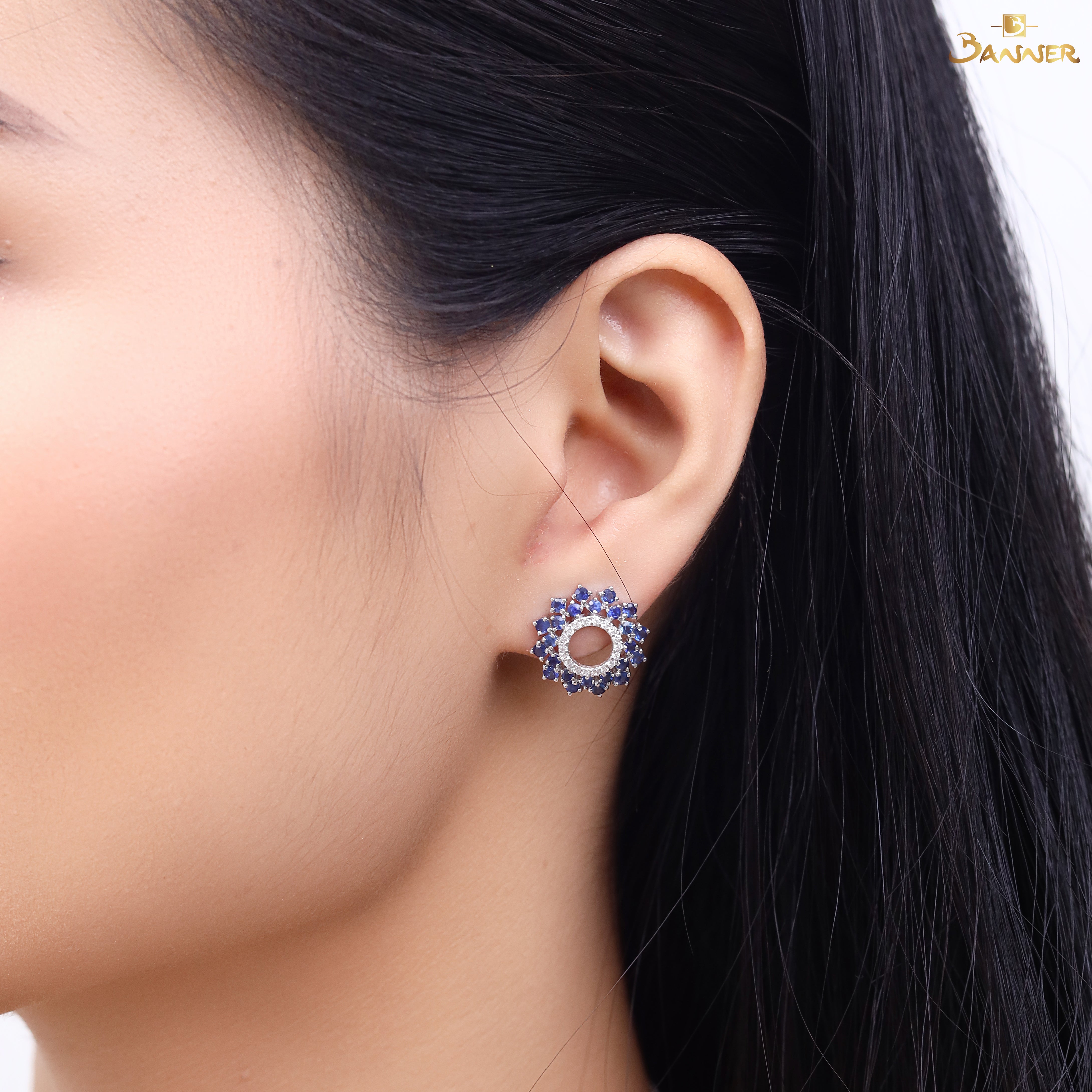 Sapphire and Diamond Sunshine Earrings