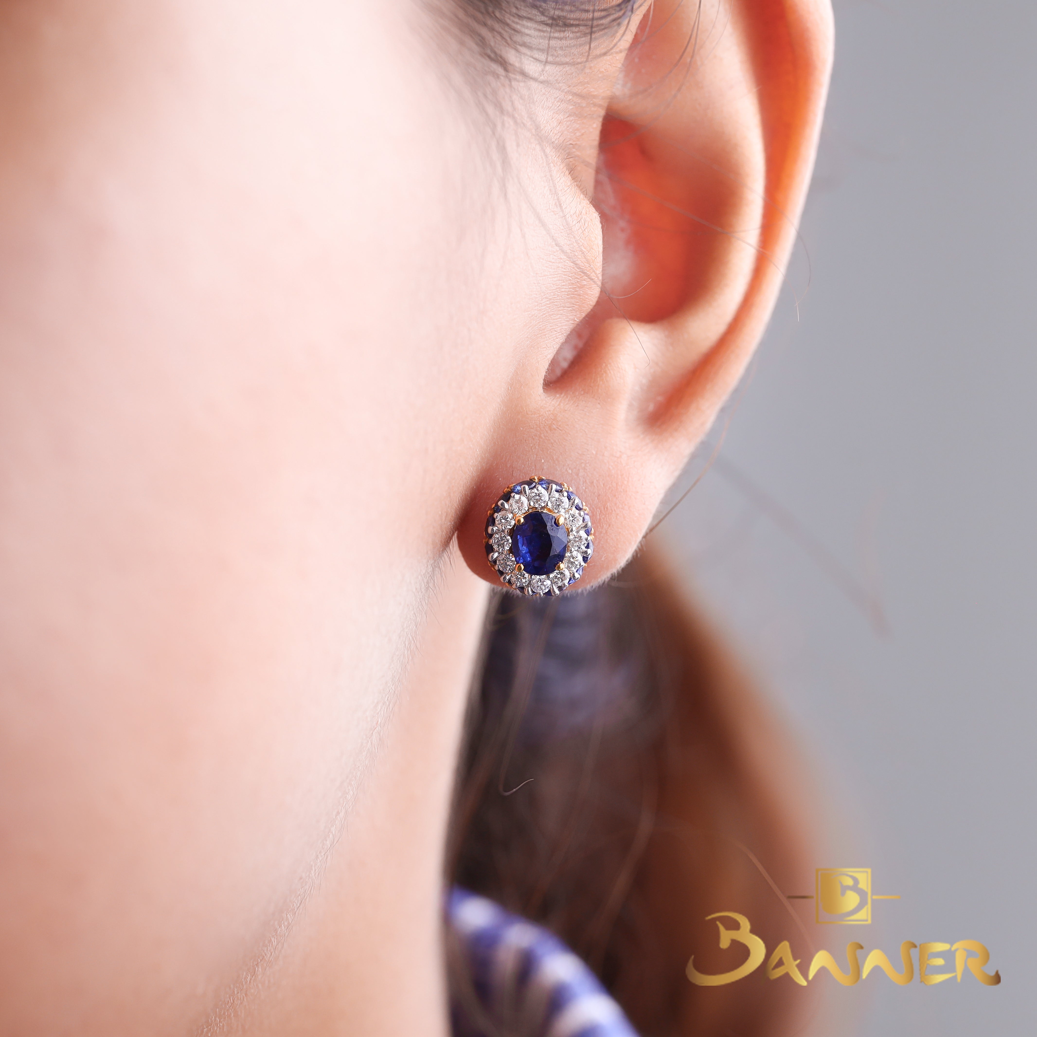 Sapphire and Diamond Dahlia Earrings