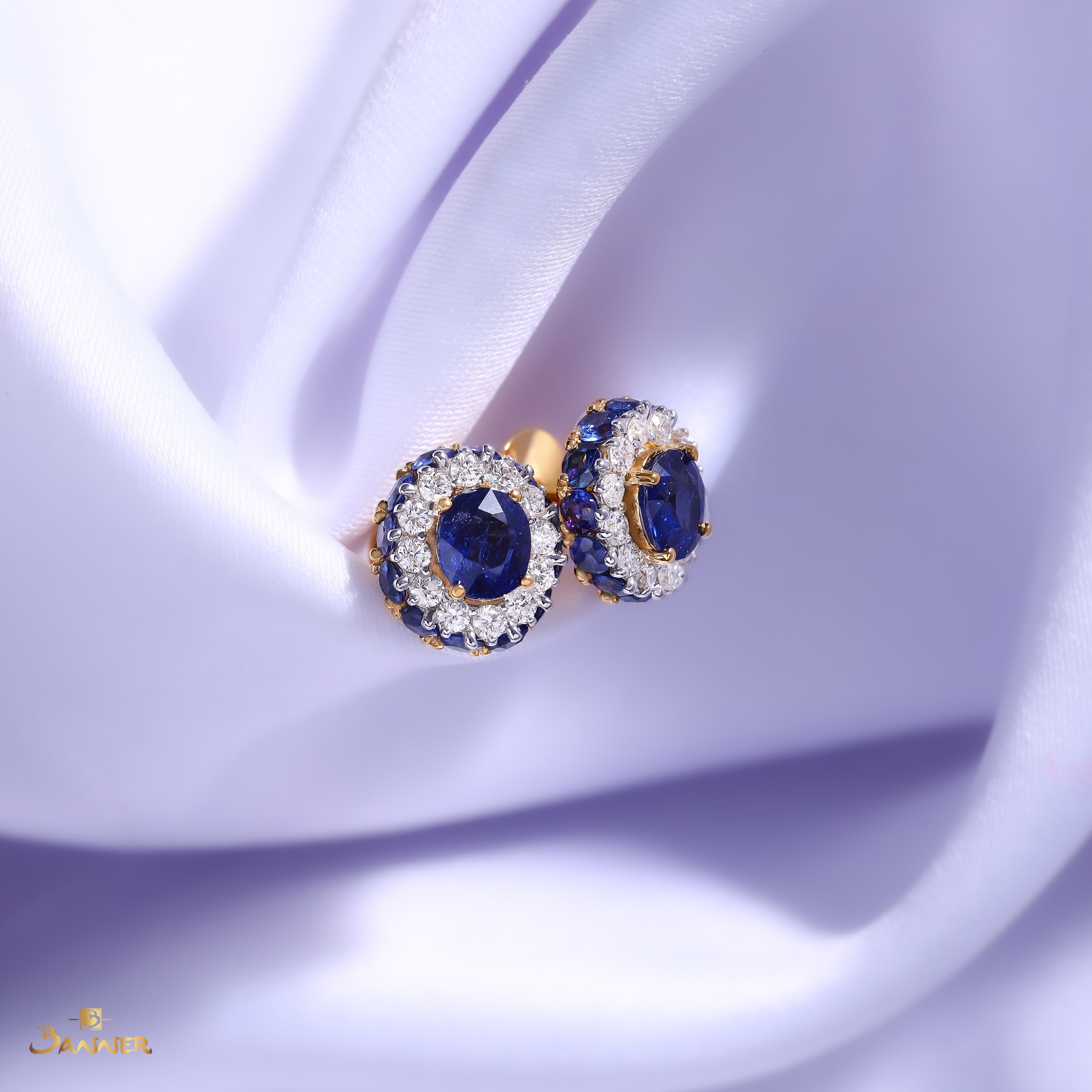Sapphire and Diamond Dahlia Earrings