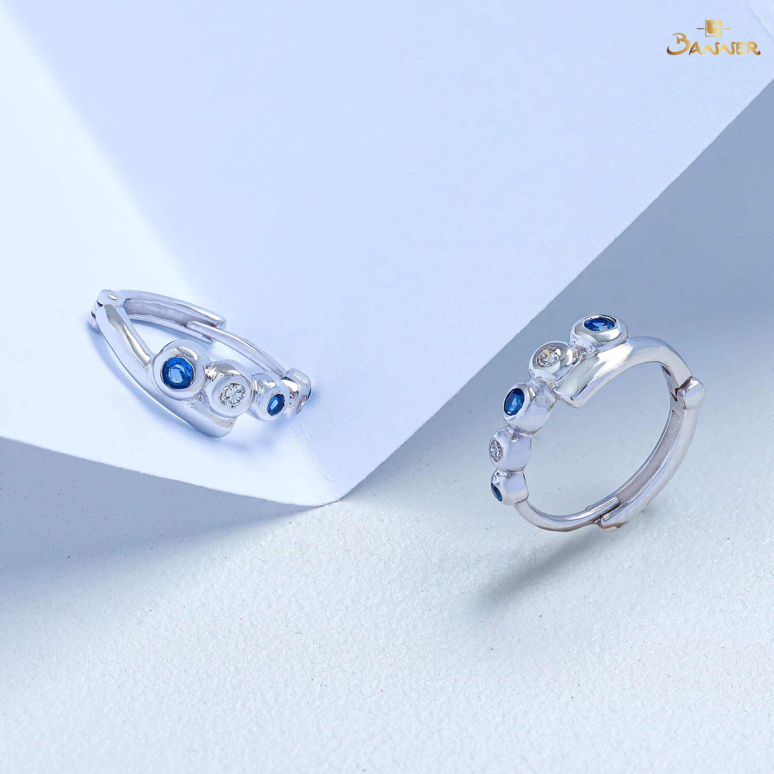 Sapphire and Diamond Dots Earrings