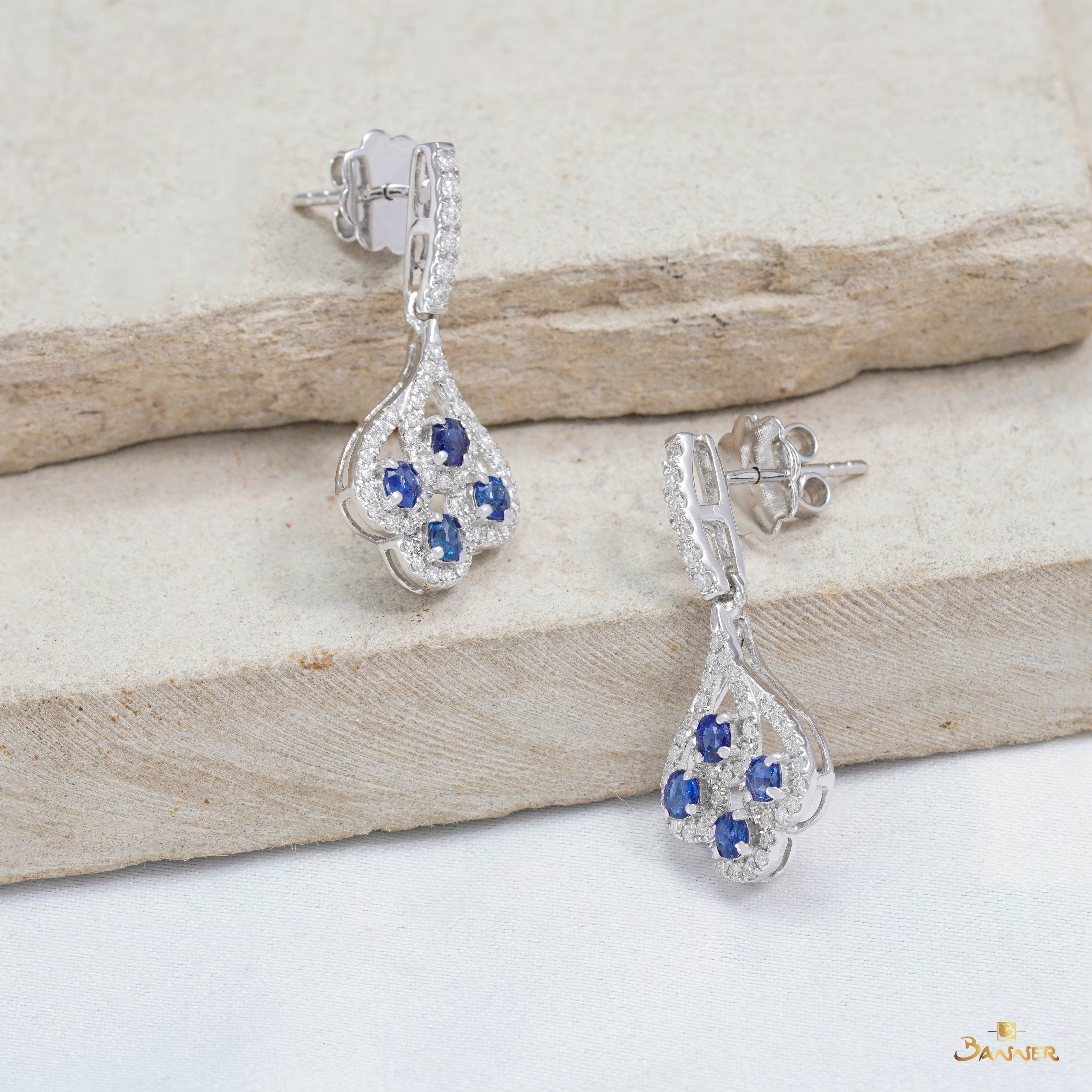 Sapphire and Diamond Pride Dangle Earrings