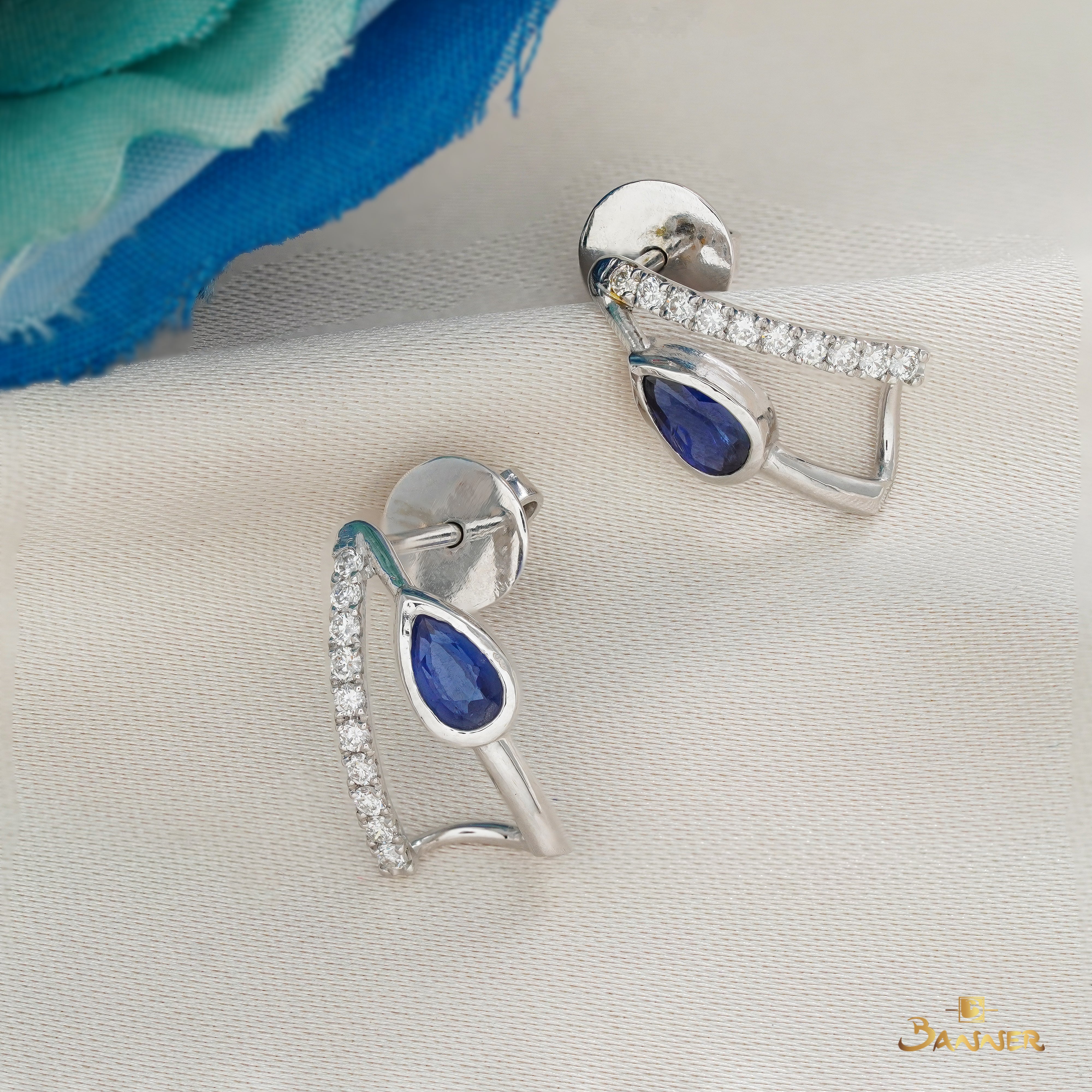 Sapphire and Diamond Drop Petite Earrings