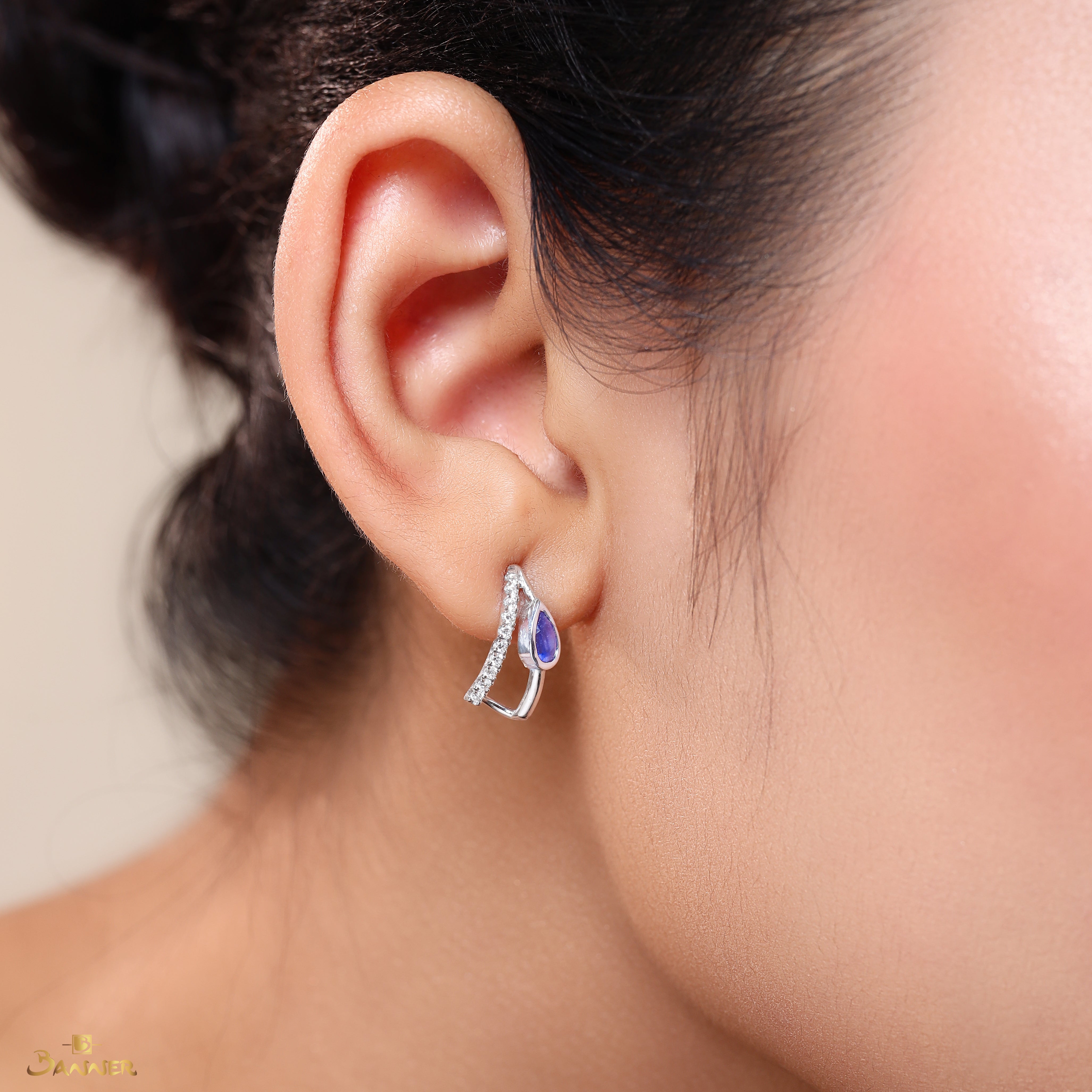 Sapphire and Diamond Drop Petite Earrings