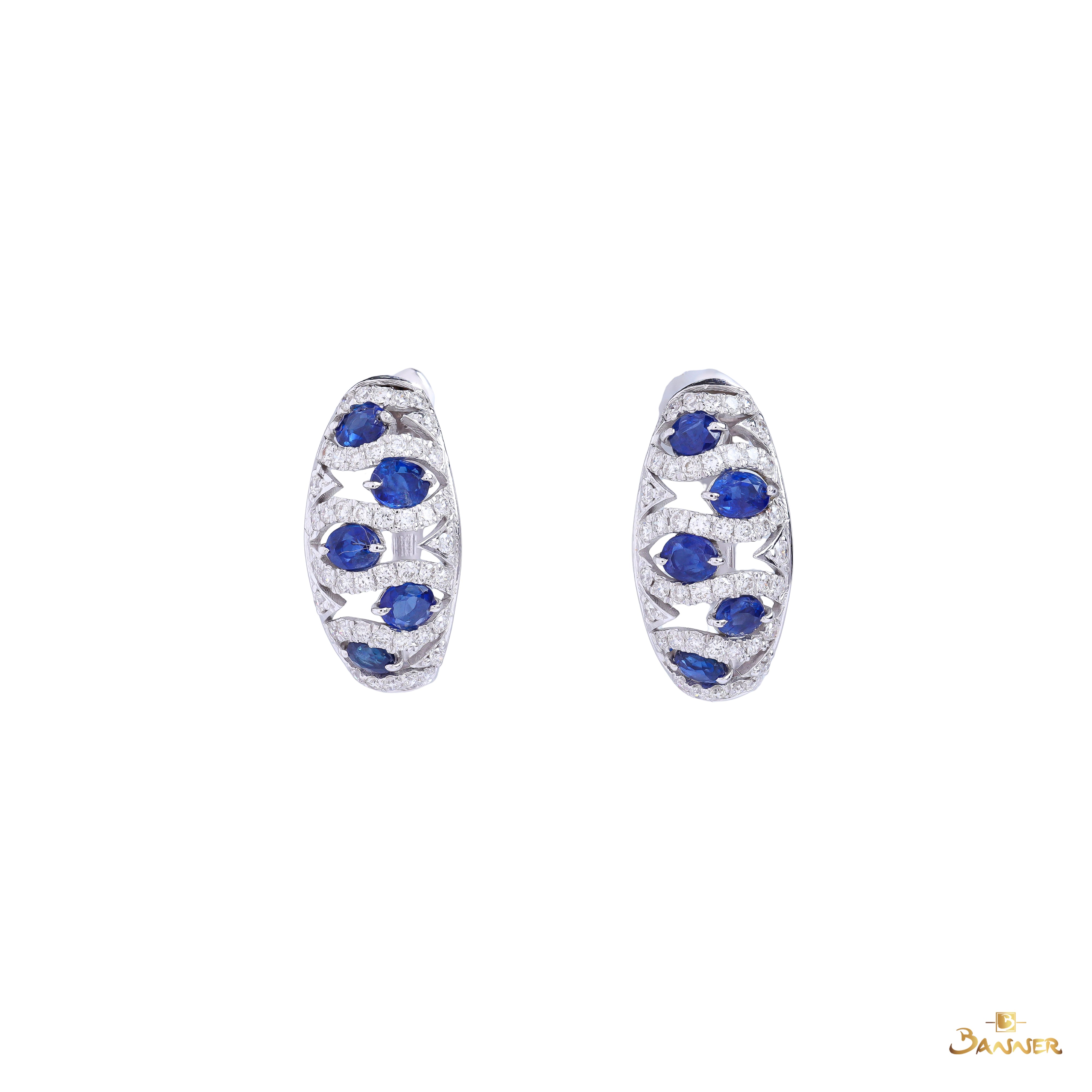 Sapphire and Diamond Ripple Huggie Earrings