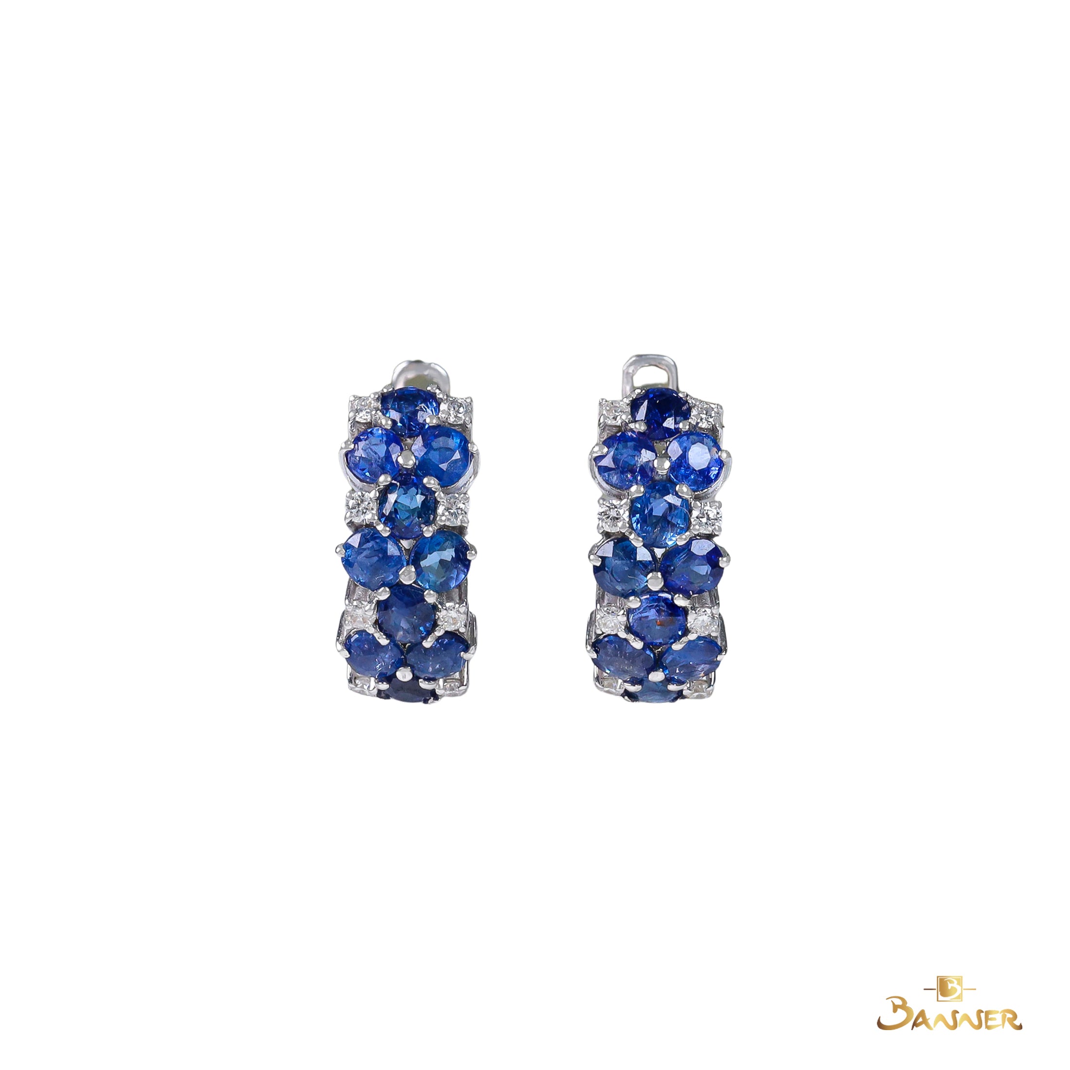 Sapphire and Diamond Pave Huggie Earrings