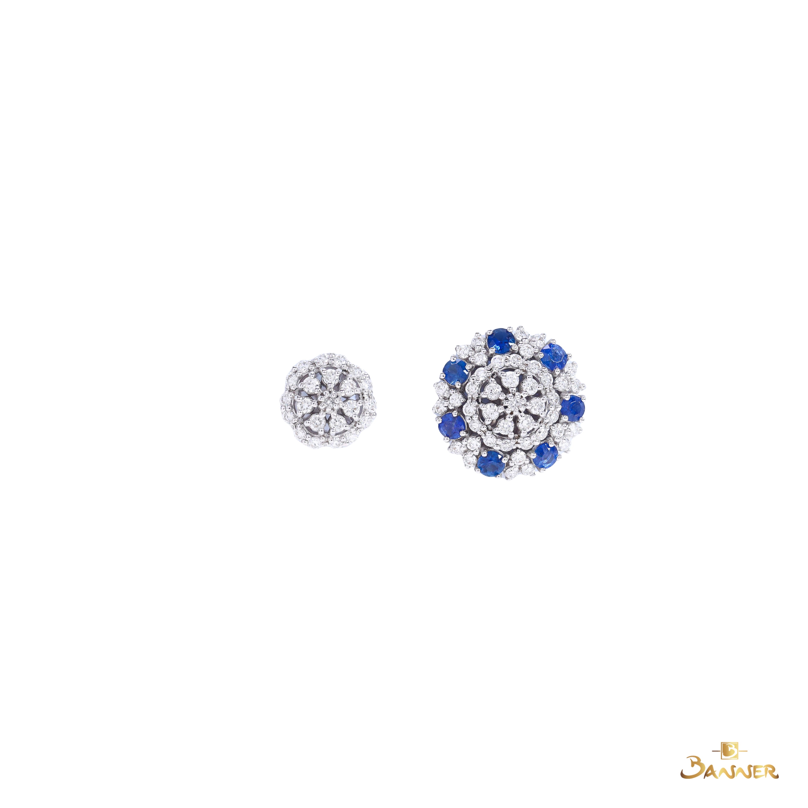 Sapphire and Diamond Blossom 2-way Earrings