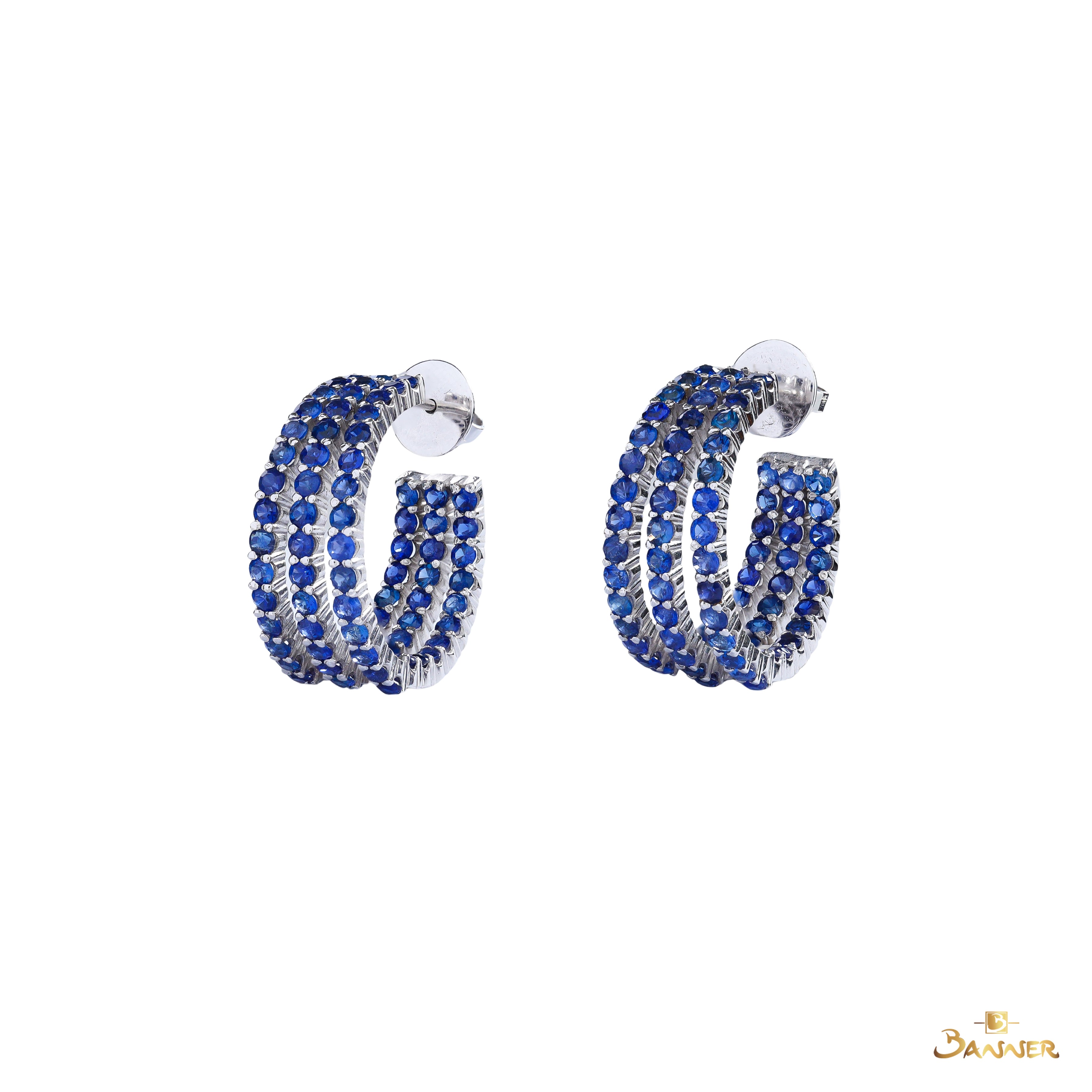 Sapphire Triple Hoop Earrings