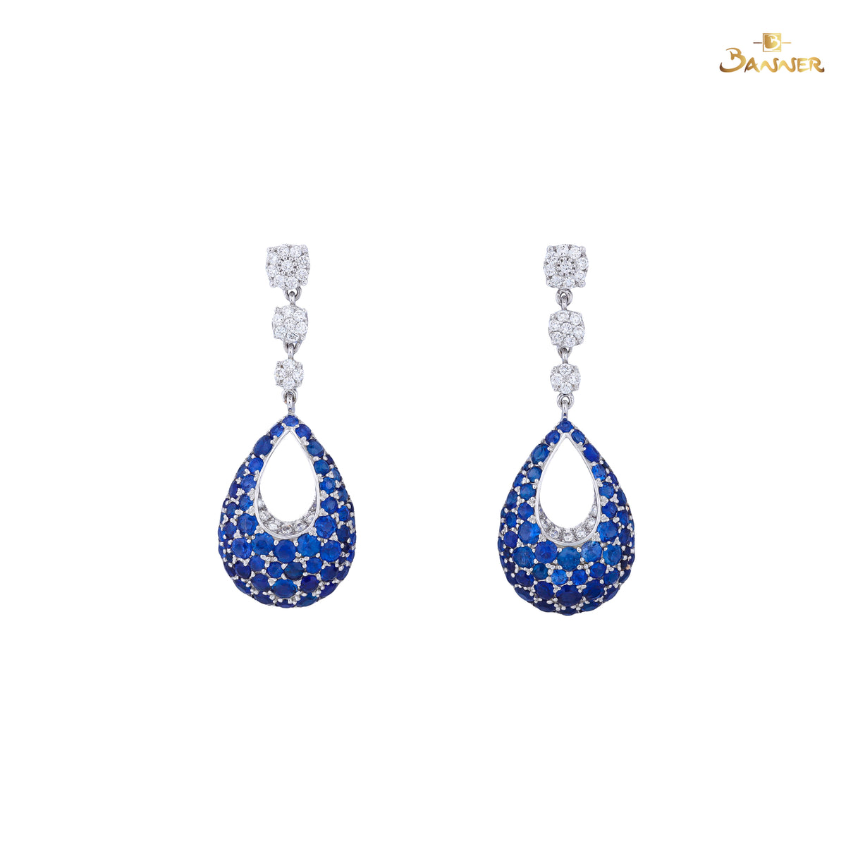 Sapphire and Diamond Gradient Earrings