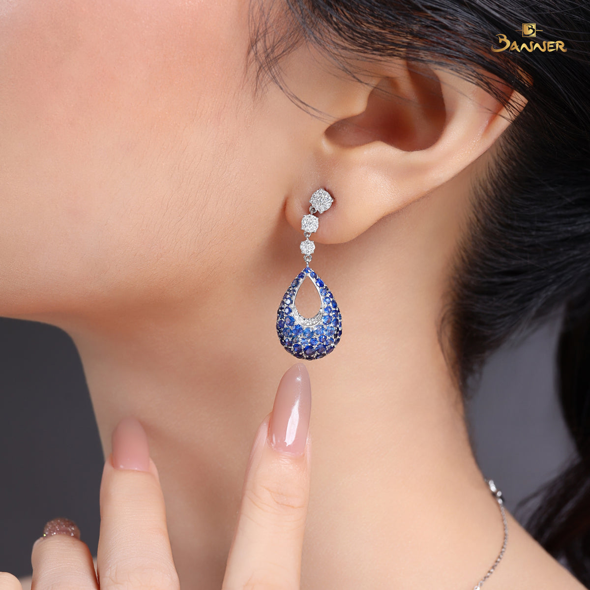 Sapphire and Diamond Gradient Earrings