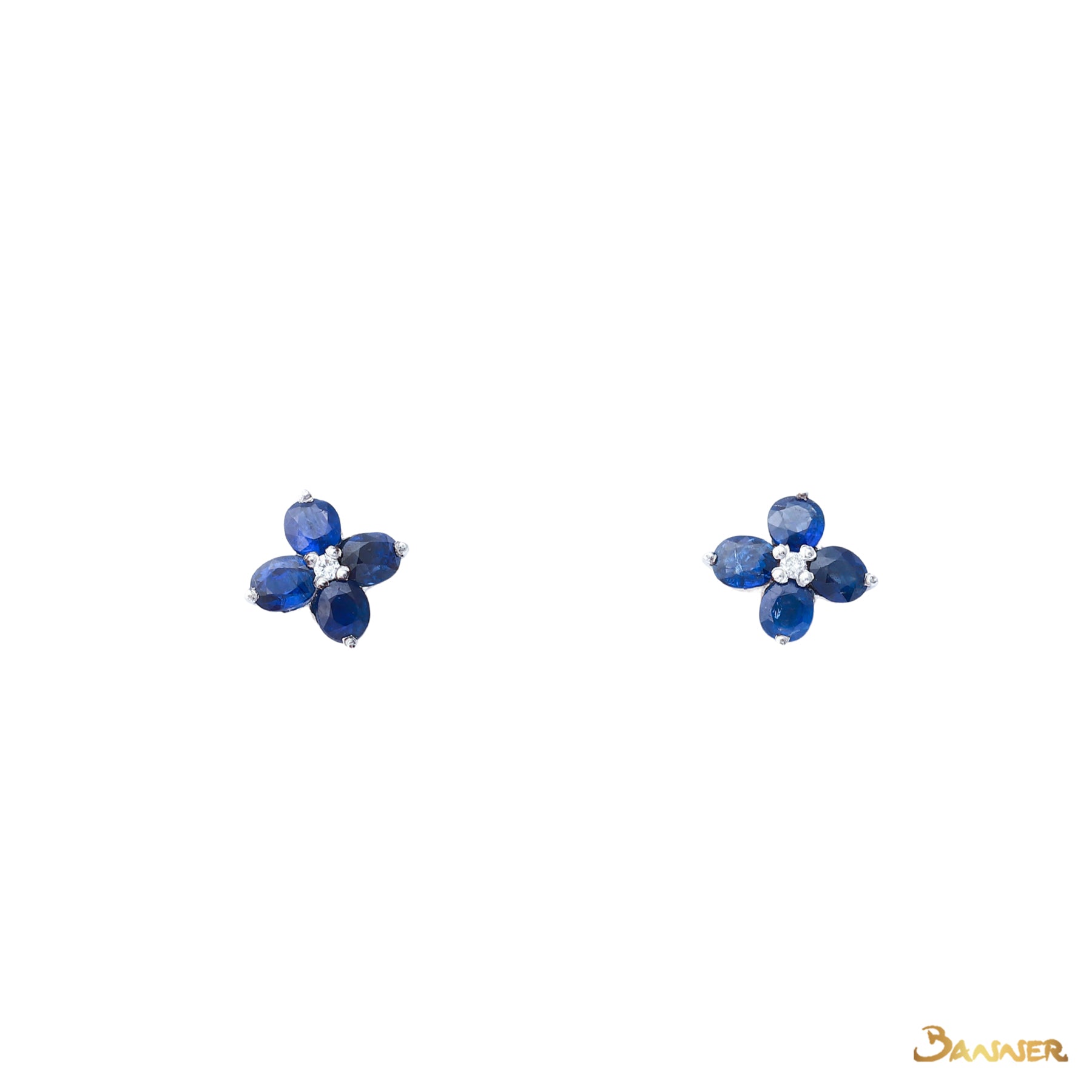Sapphire and Diamond Floral Earrings