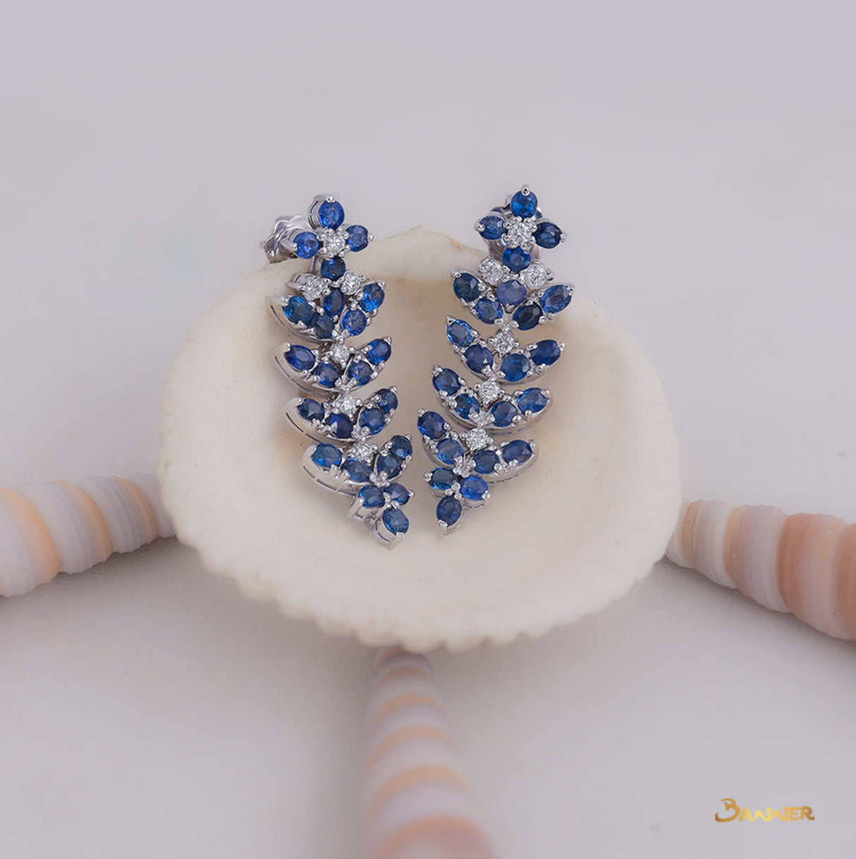 Sapphire and Diamond Thazin-Khet Dangle Earrings