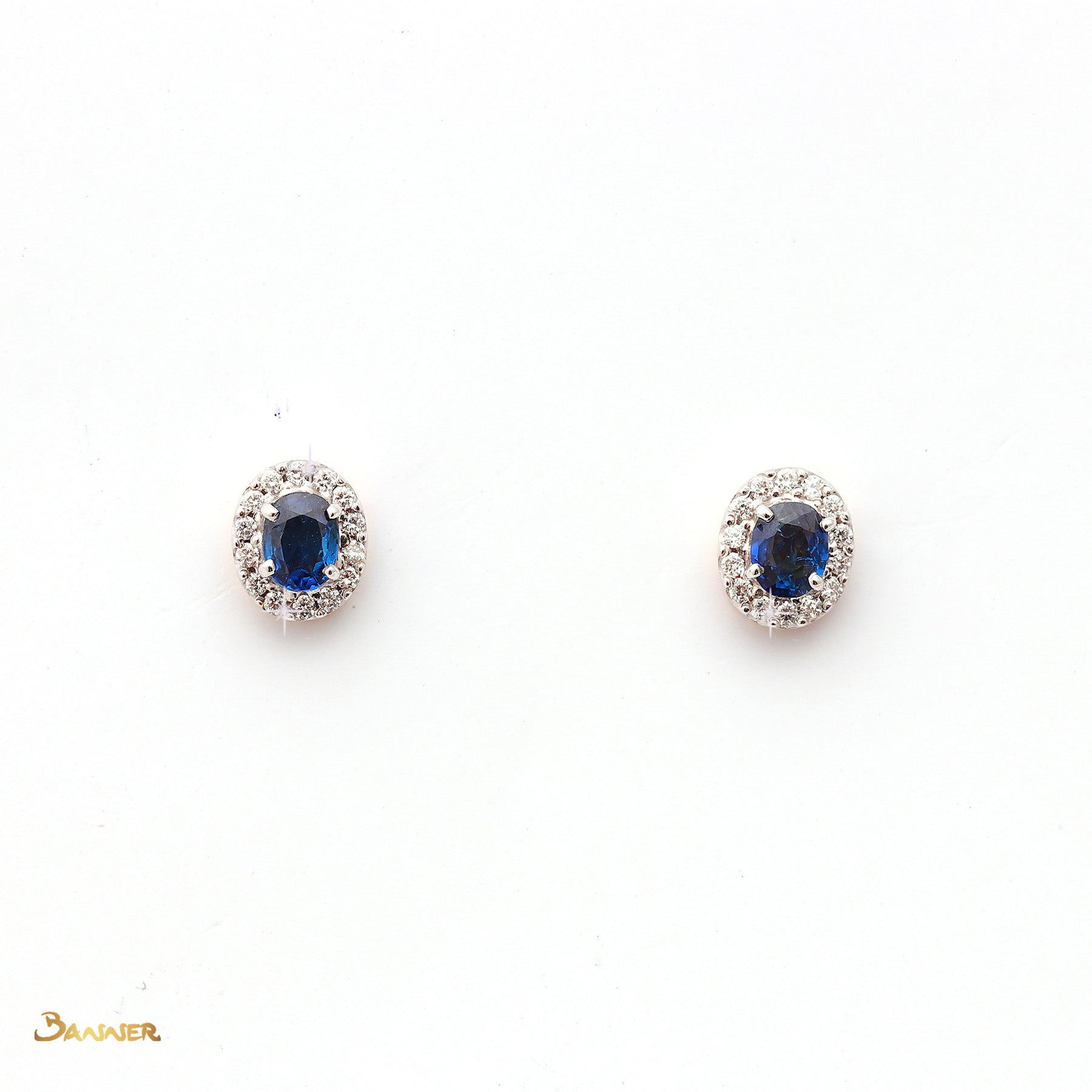 Sapphire and Diamond Halo Earrings