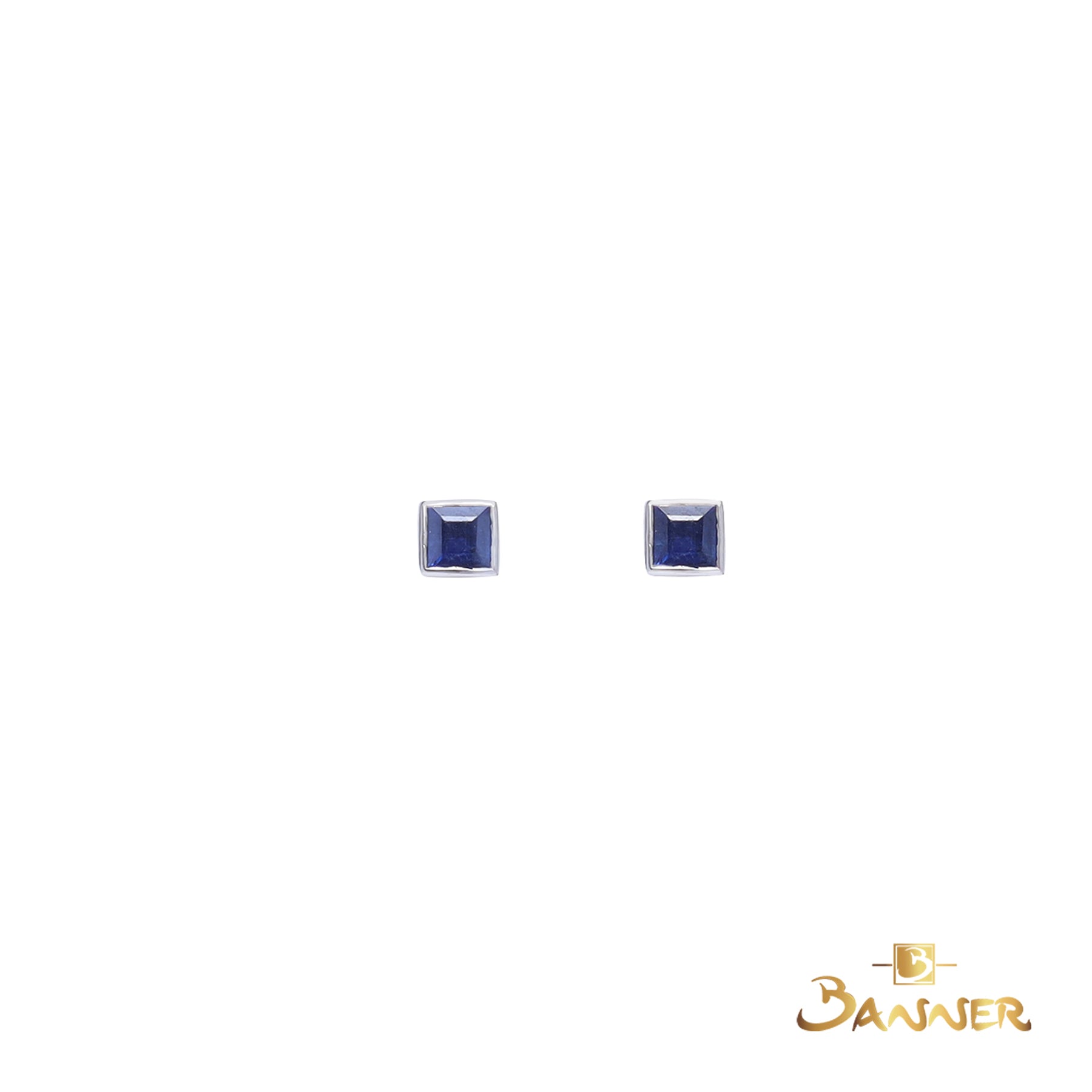 Emerald - Cut Sapphire Stud Earrings