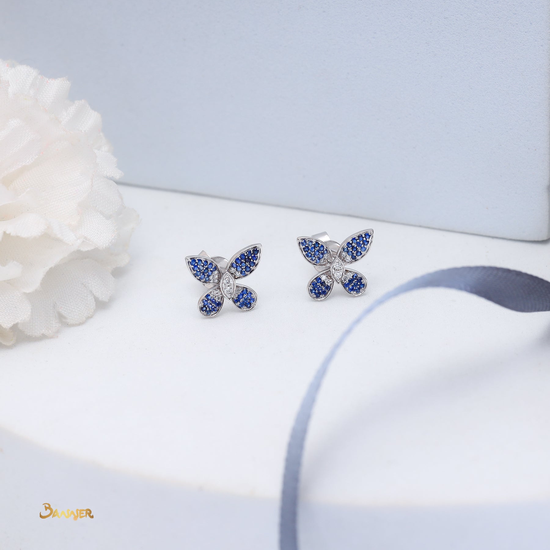 Sapphire and Diamond Butterfly Earrings