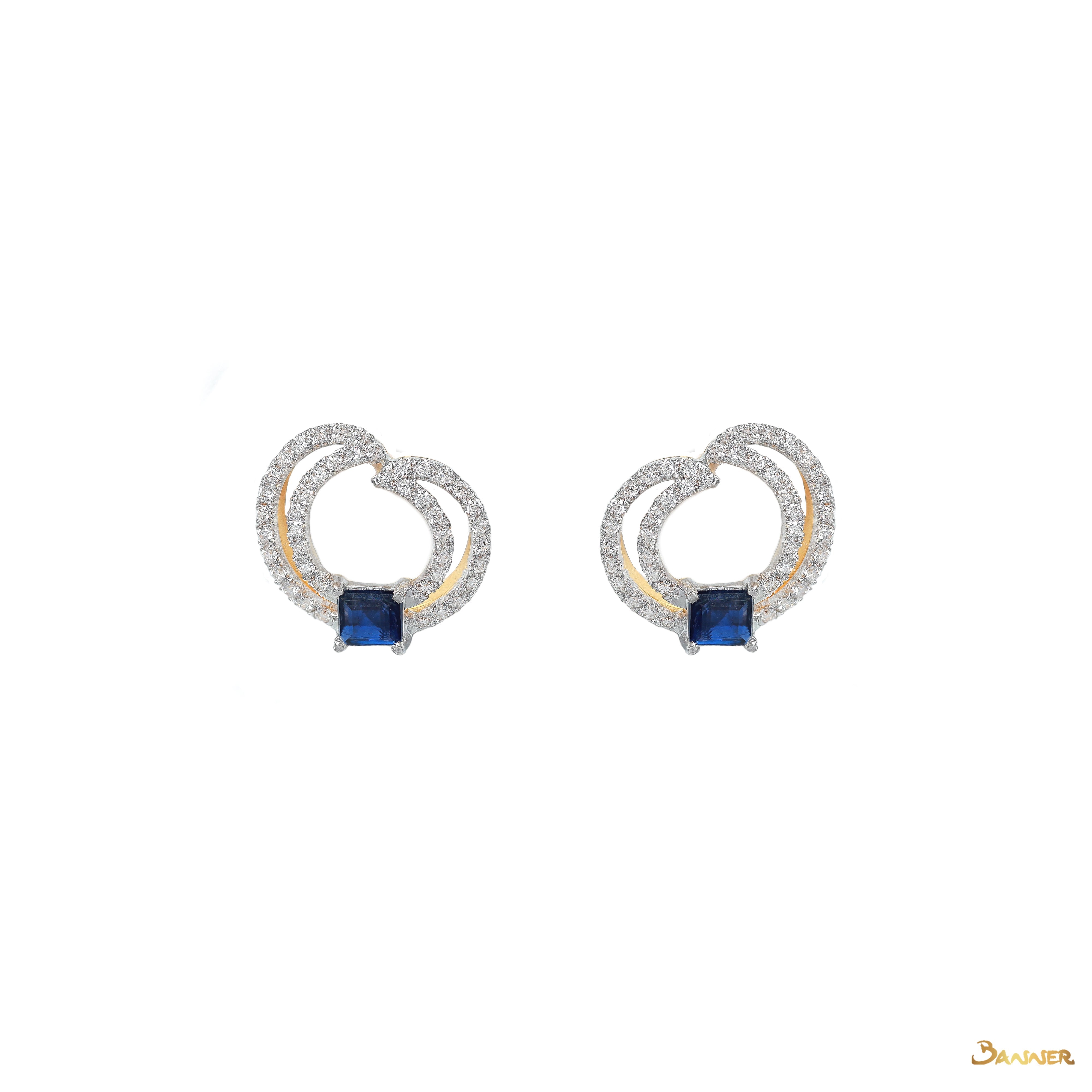 Sapphire and Diamond Double Helix Earrings