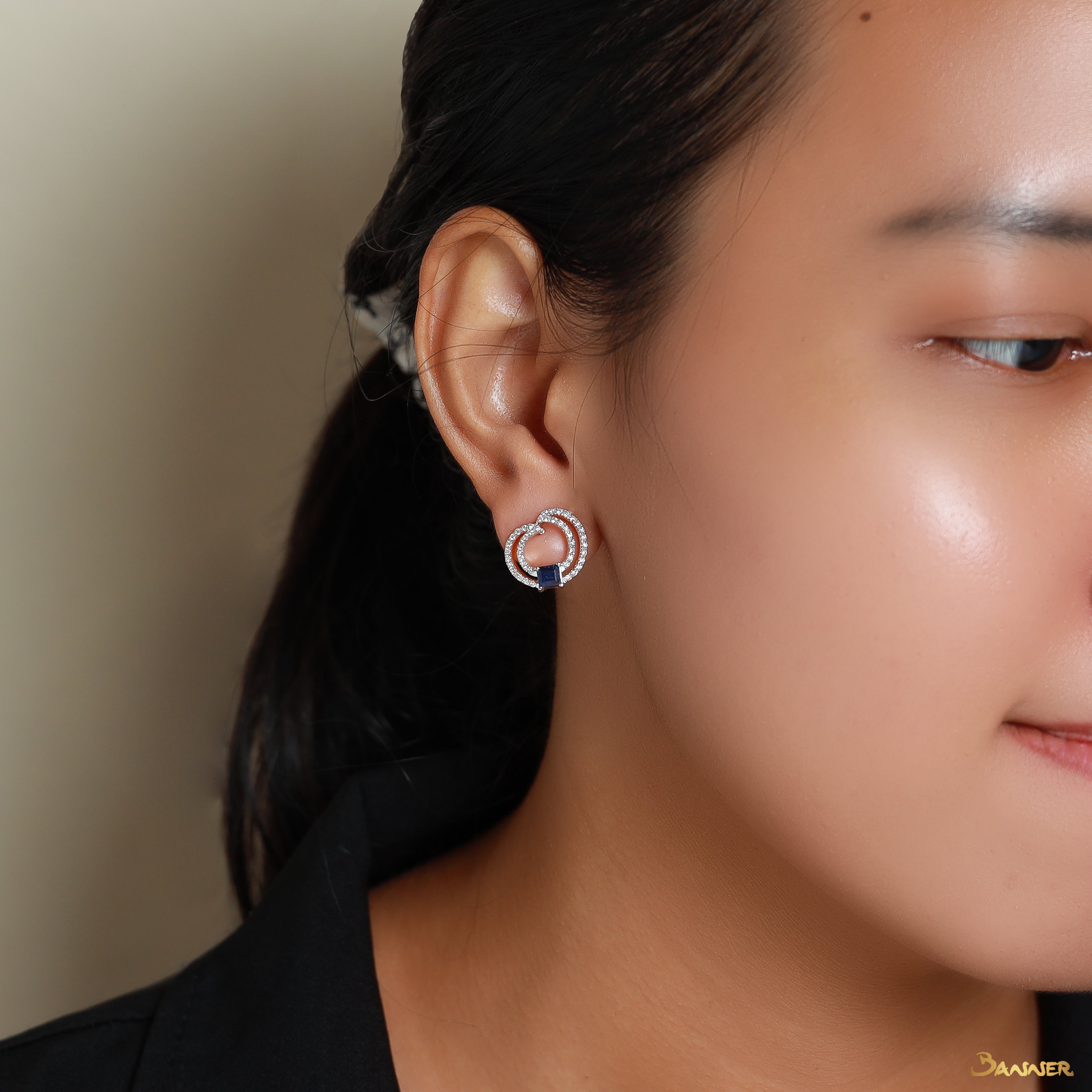 Sapphire and Diamond Double Helix Earrings
