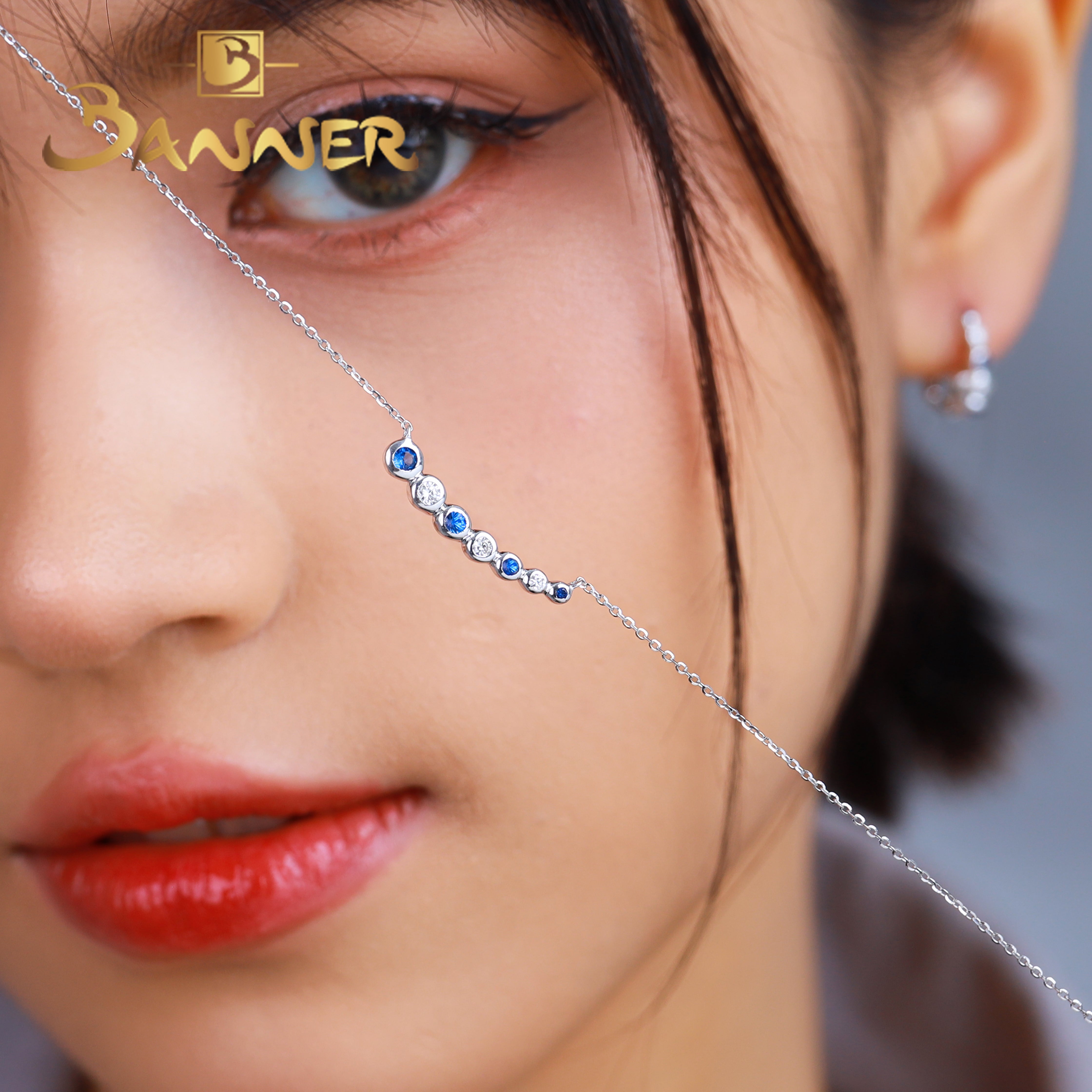 Sapphire and Diamond Dots Necklace