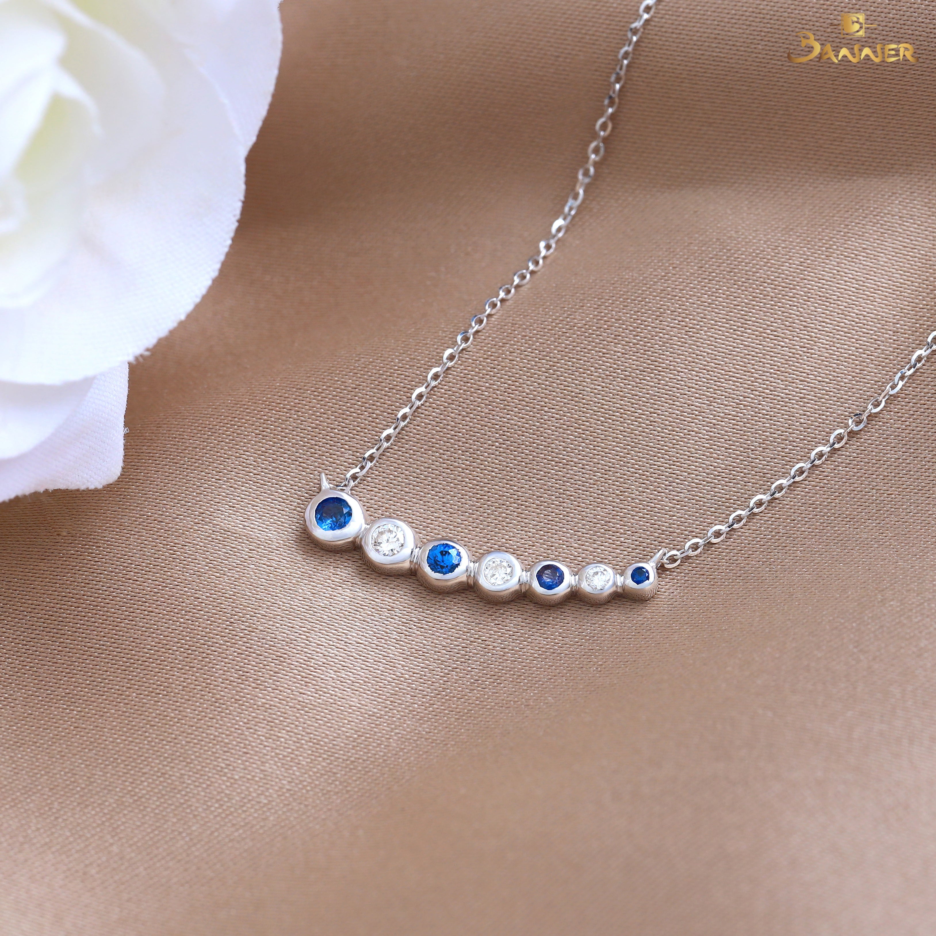 Sapphire and Diamond Dots Necklace
