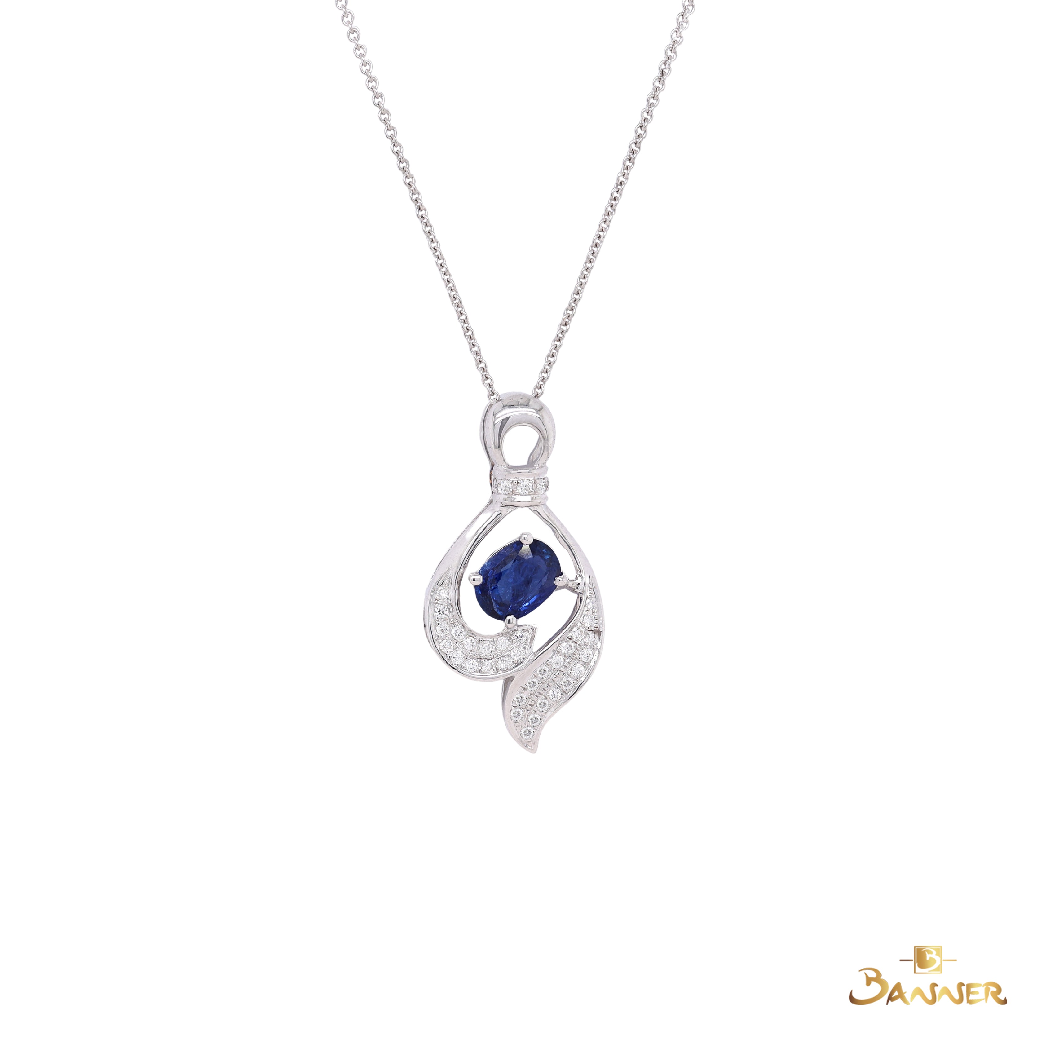 Sapphire and Diamond Infinity Swirl Pendant