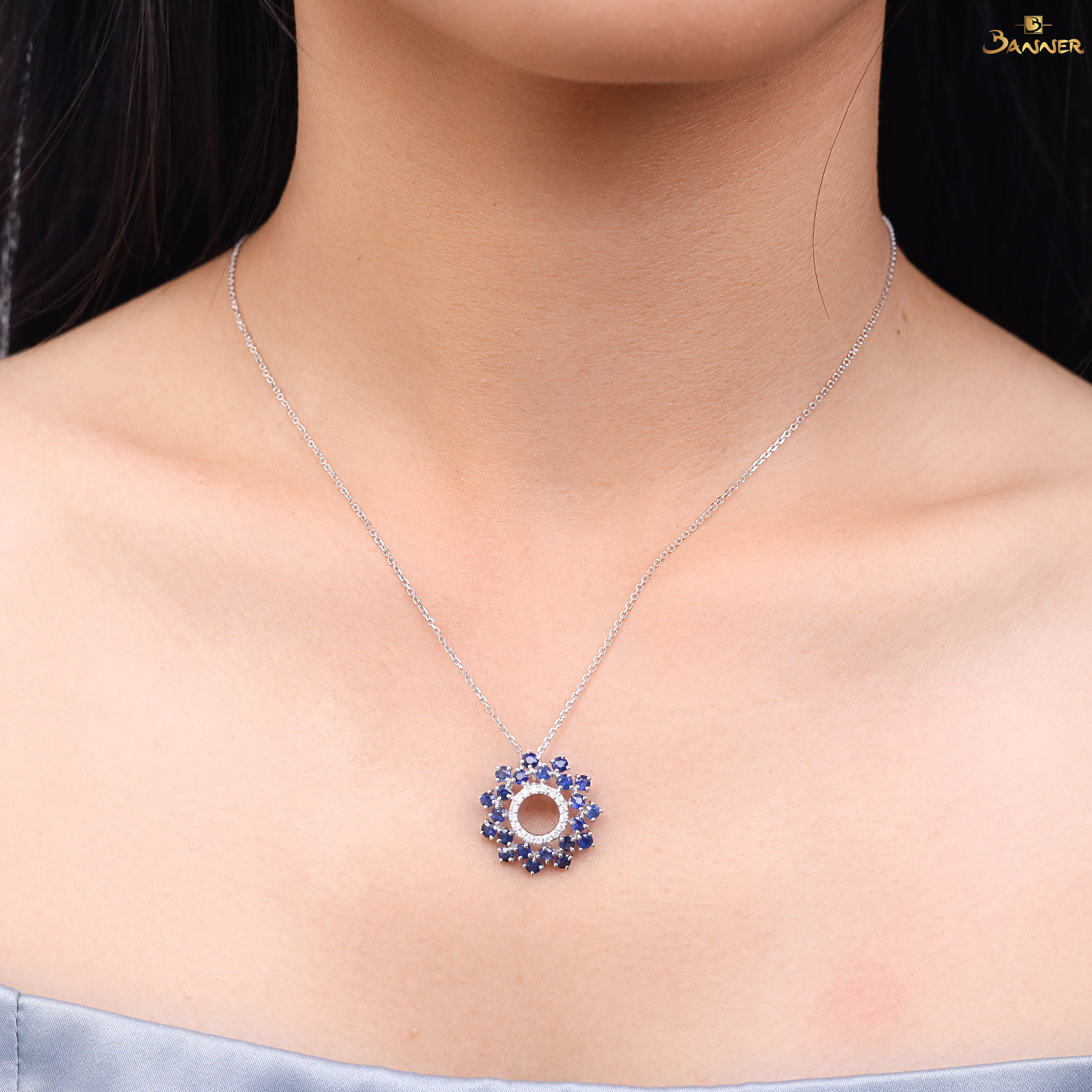Sapphire and Diamond Sunshine Pendant