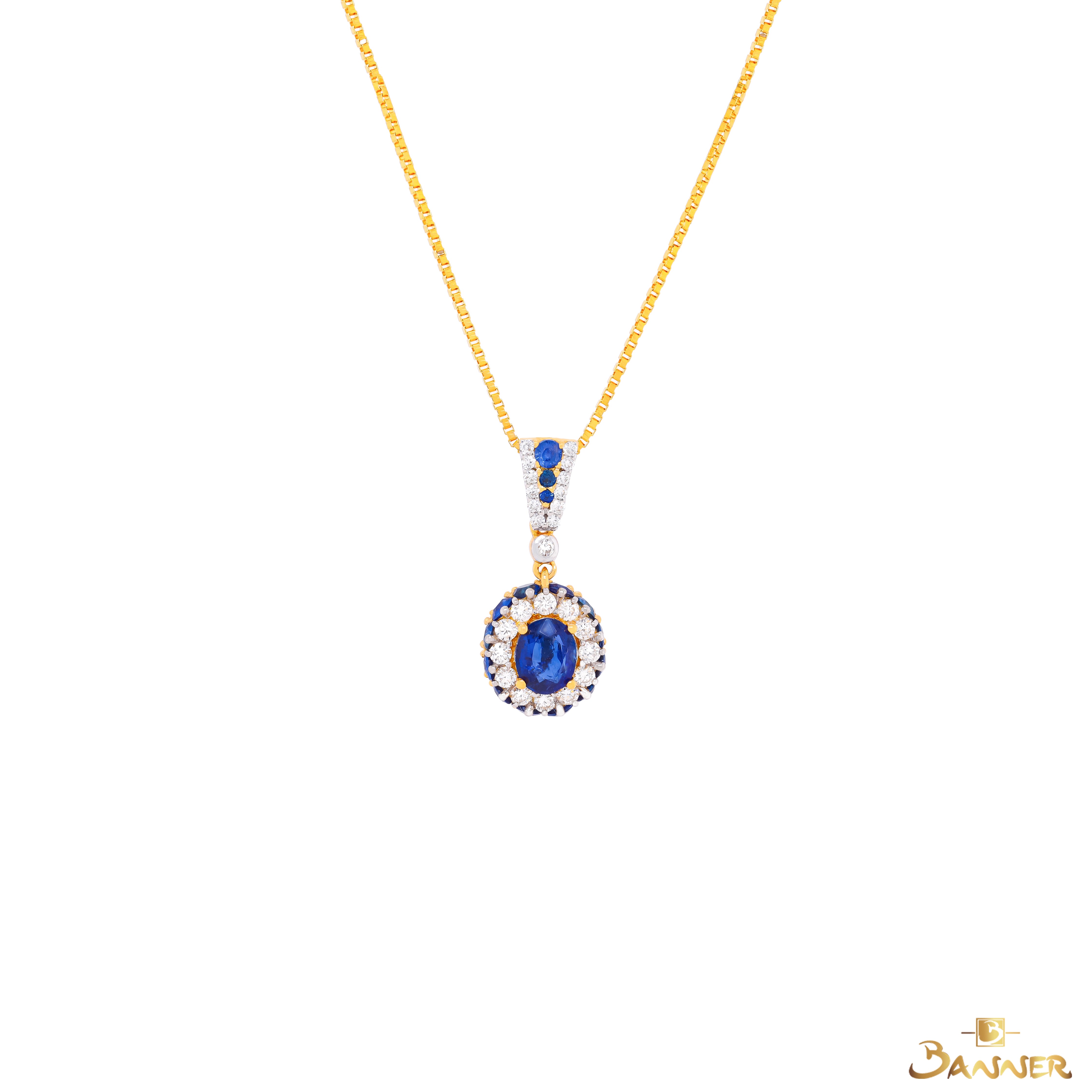 Sapphire and Diamond Dahlia Pendant