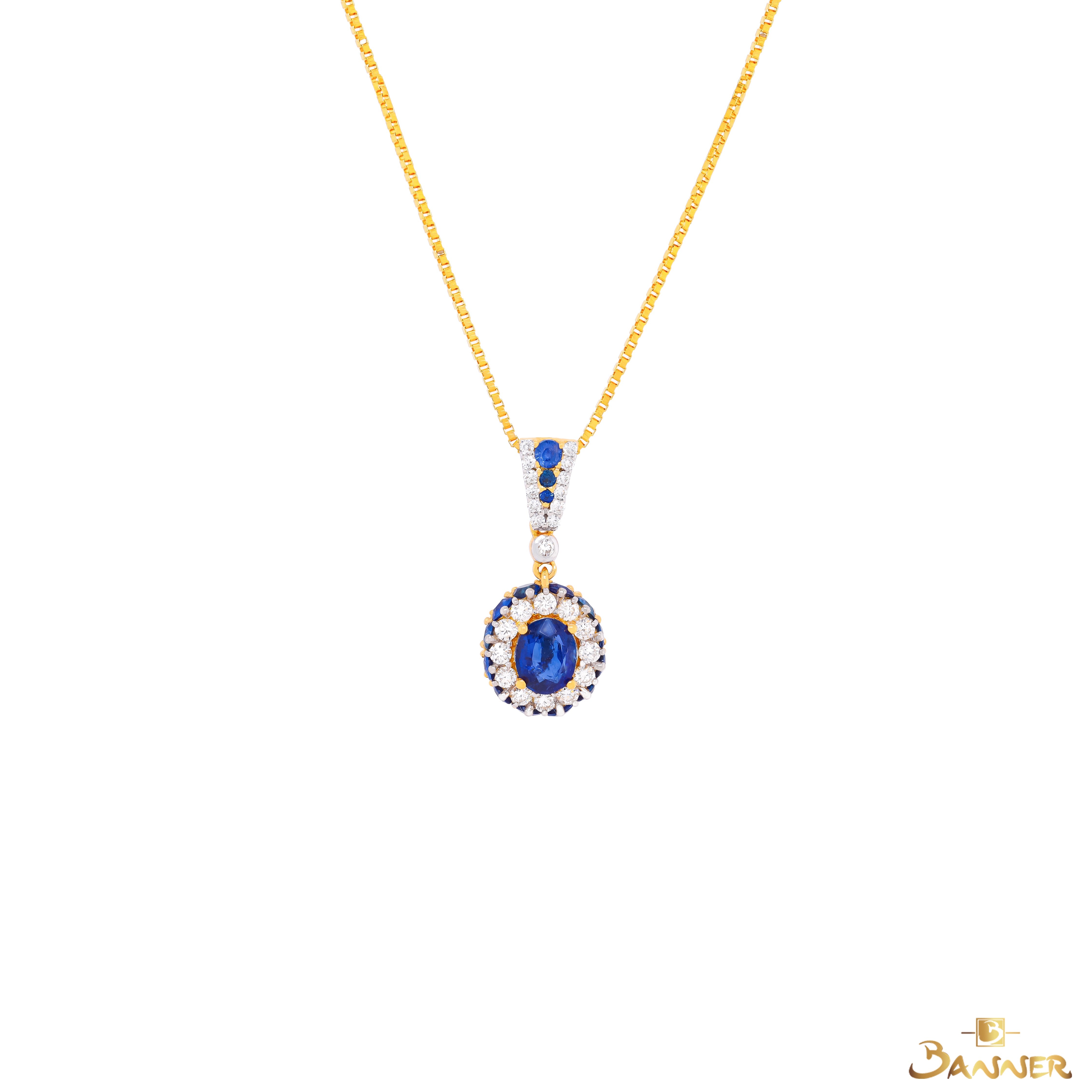 Sapphire and Diamond Dahlia Pendant