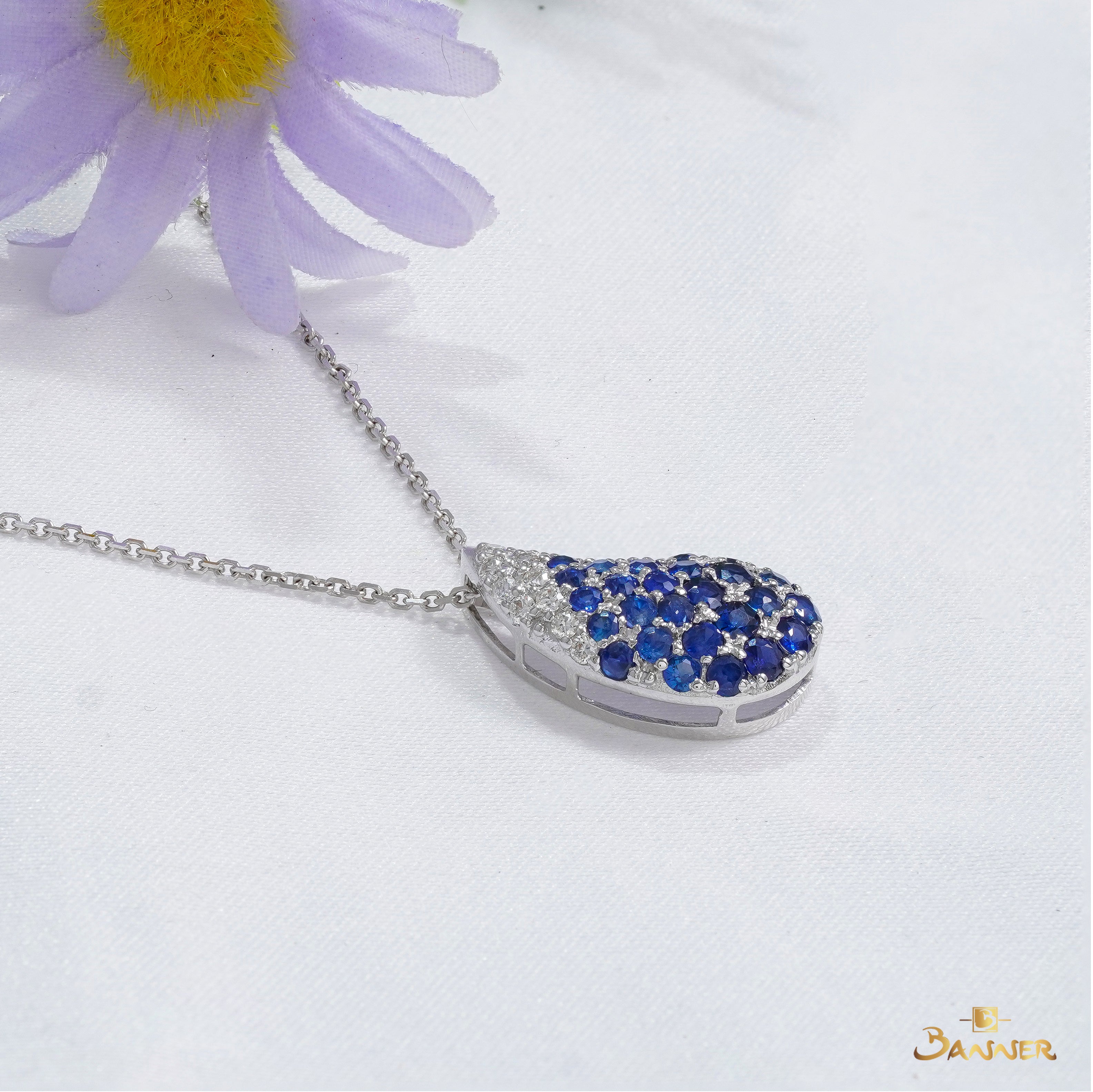 Sapphire and Diamond Drop Pendant