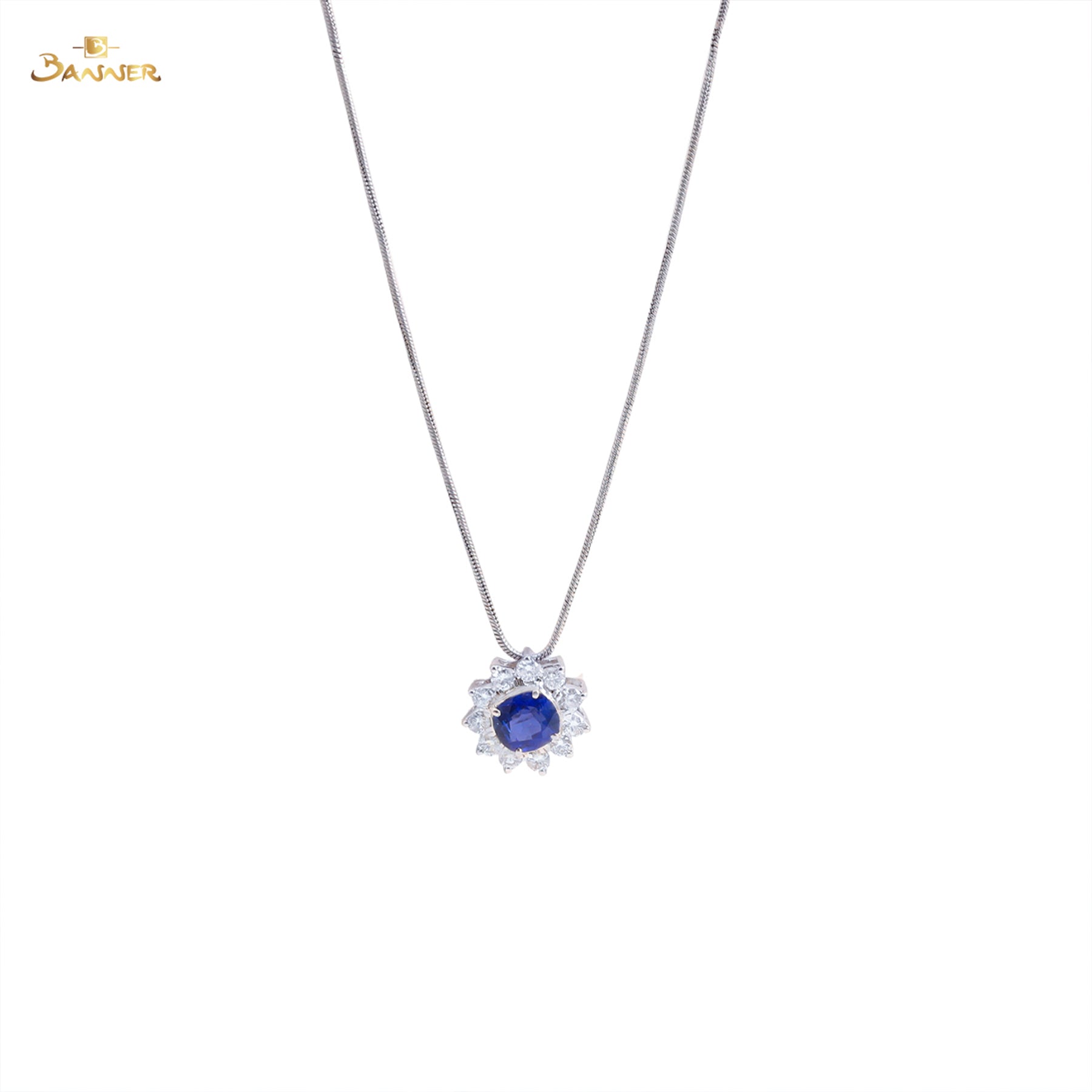 Sapphire and Diamond Sunflower Pendant