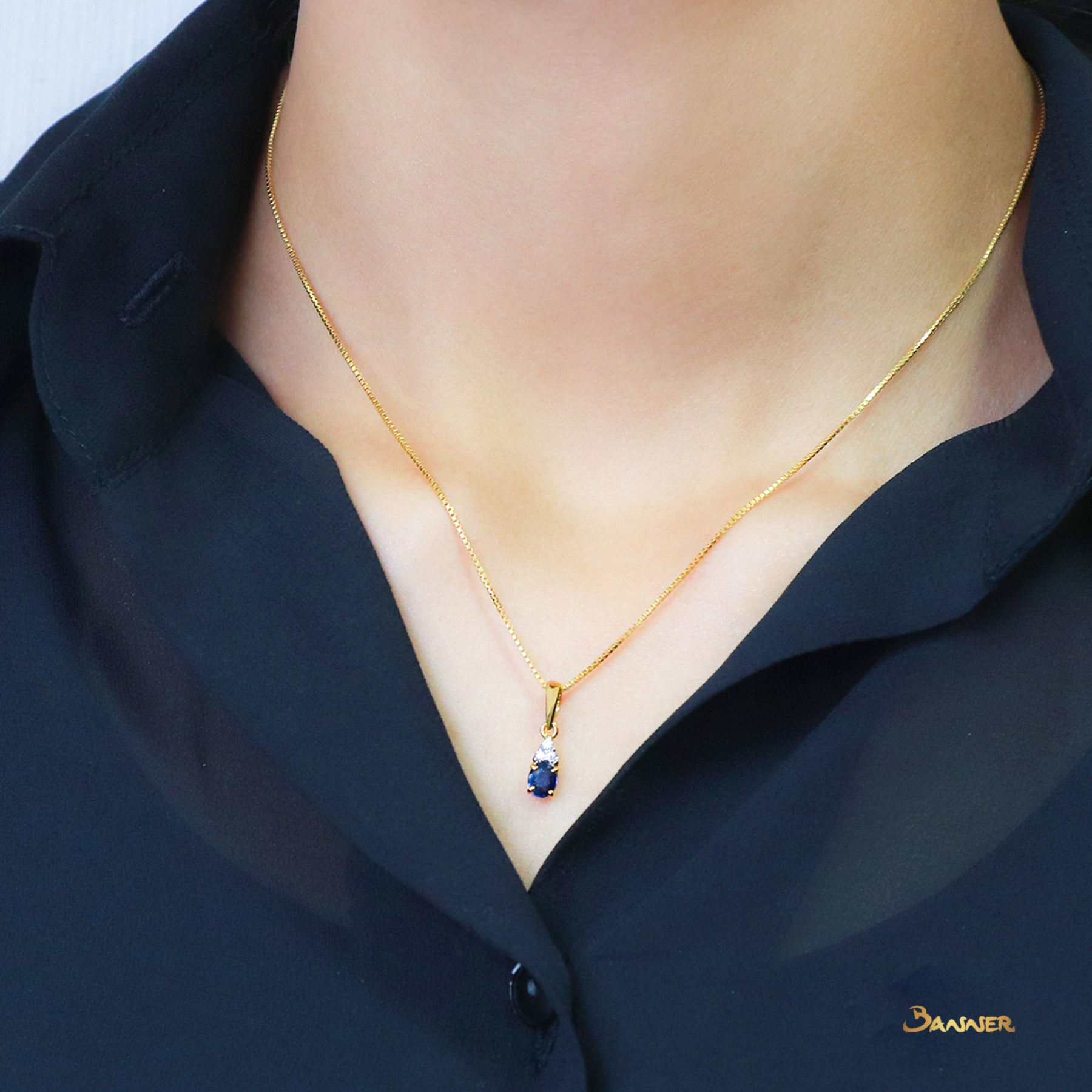 Sapphire and Diamond Petite Pendant