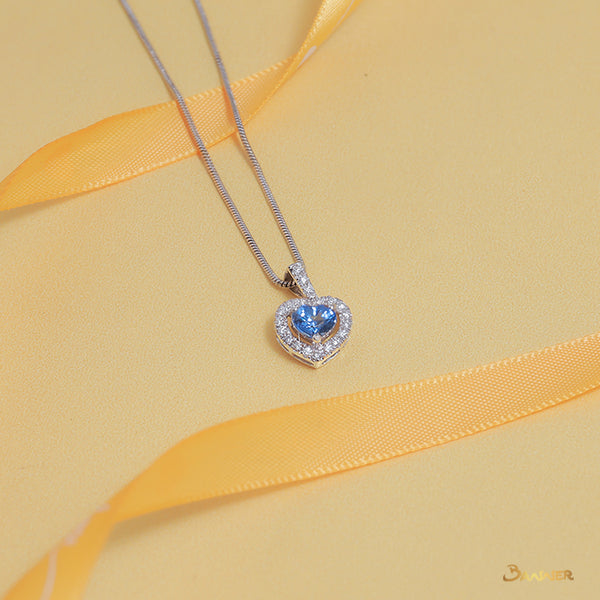 Sapphire and Diamond Heart Pendant