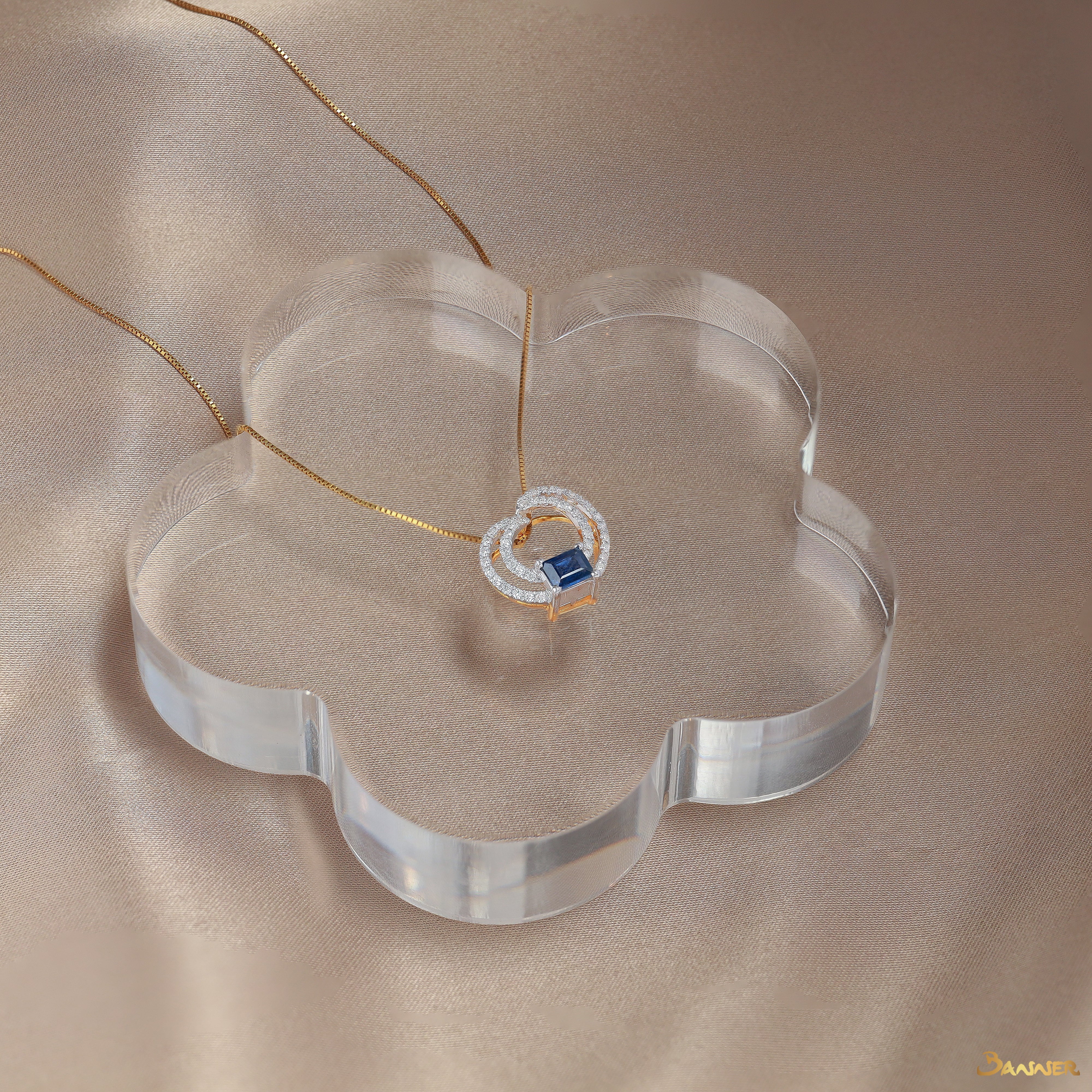 Sapphire and Diamond Double Helix Pendant