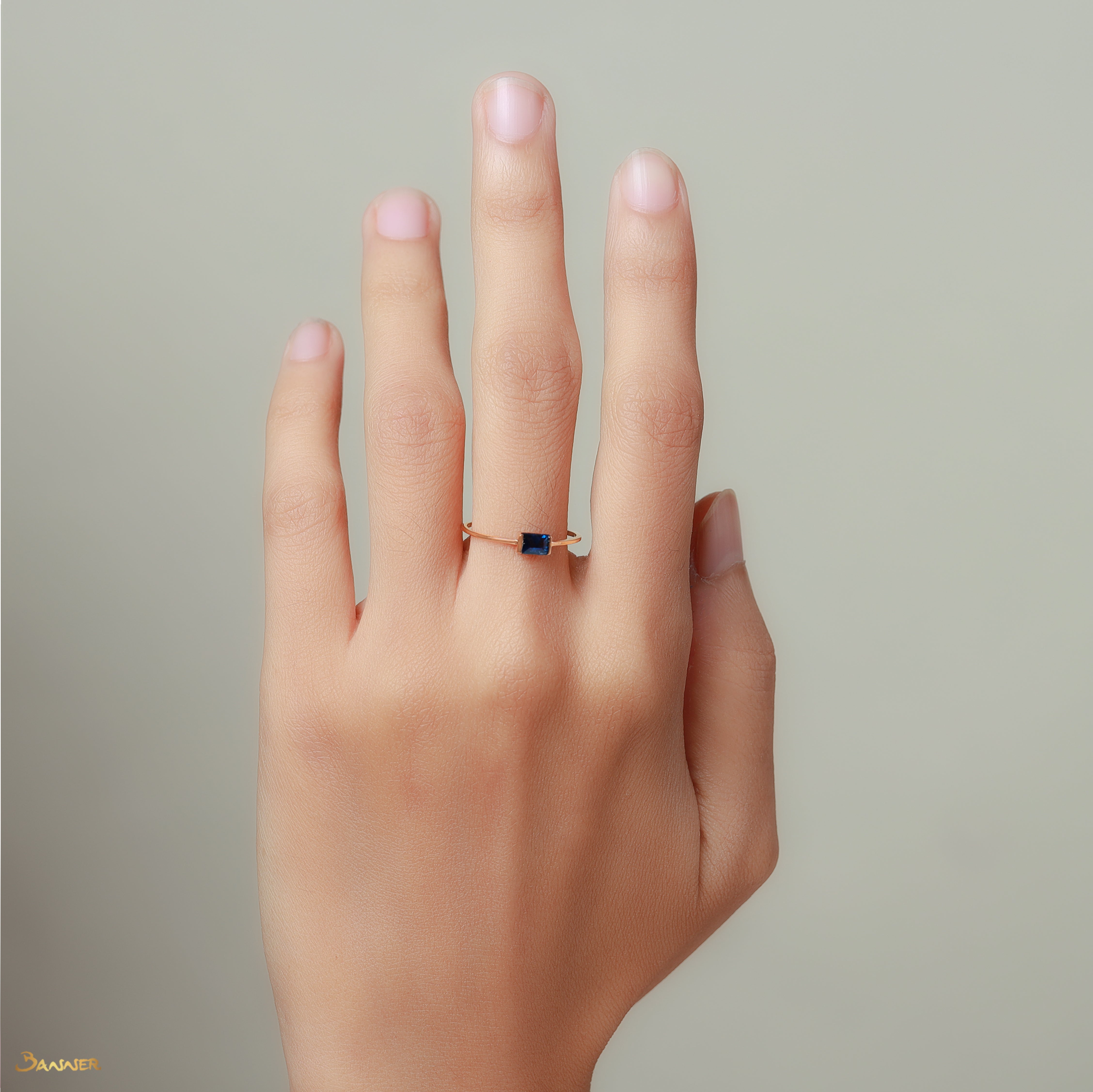 Sapphire emerald-cut Solitaire Ring